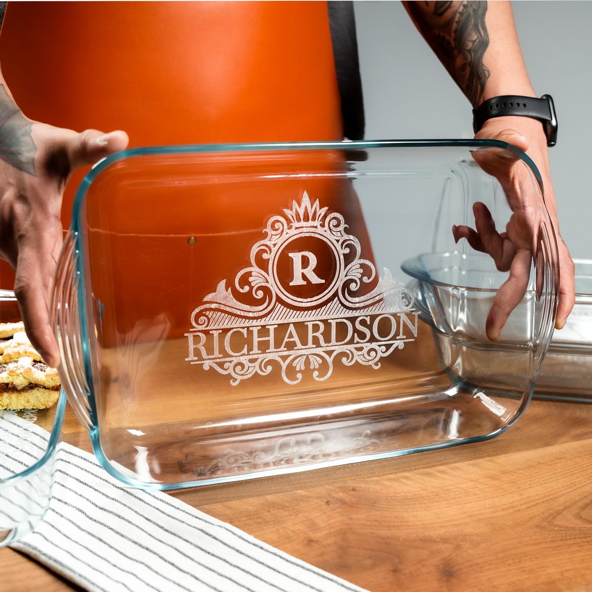 Family Name Casserole Baking Dish, Personalized Engraved Housewarming Gift