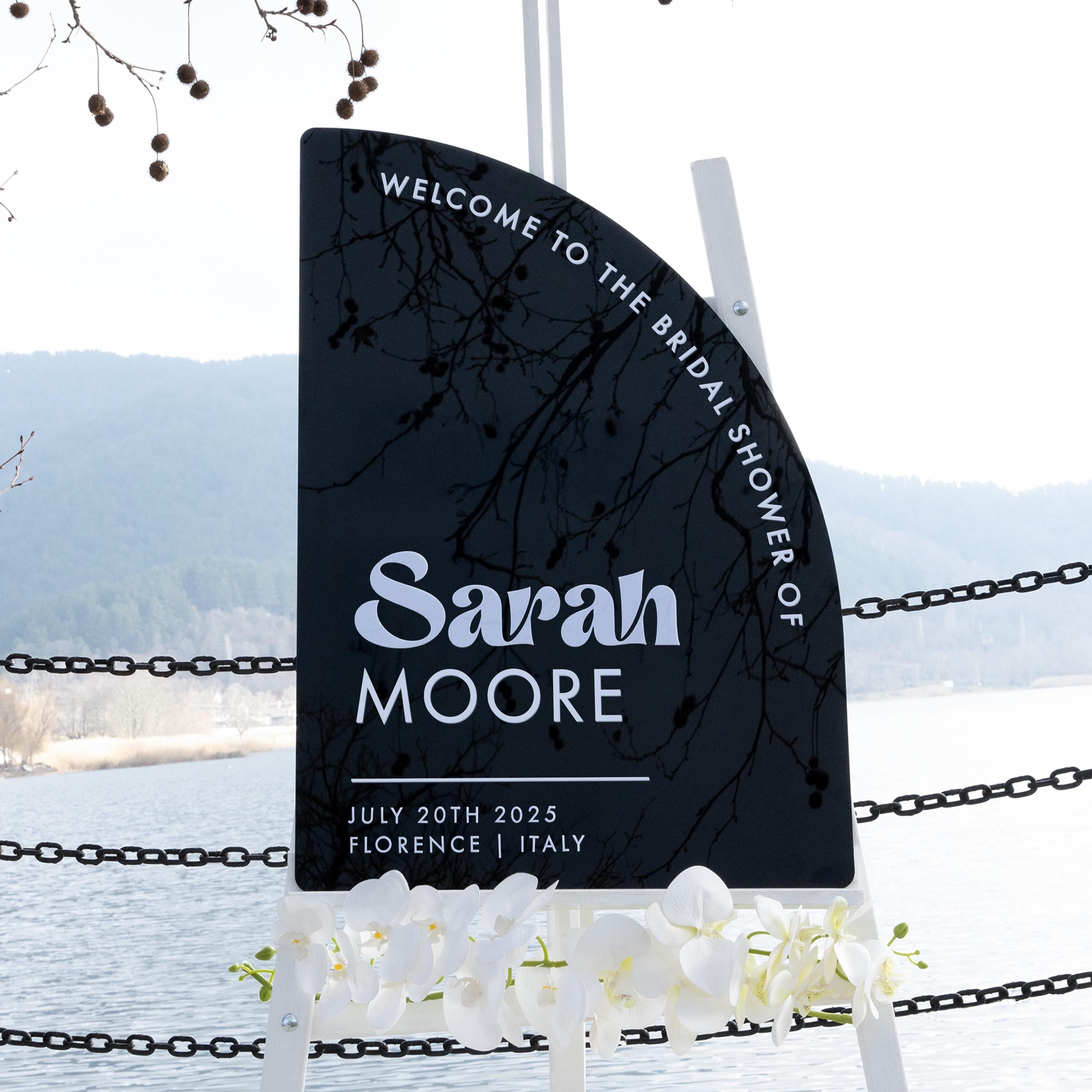 Personalized Arch Acrylic Bridal Shower Welcome Sign, Jasmine Collection