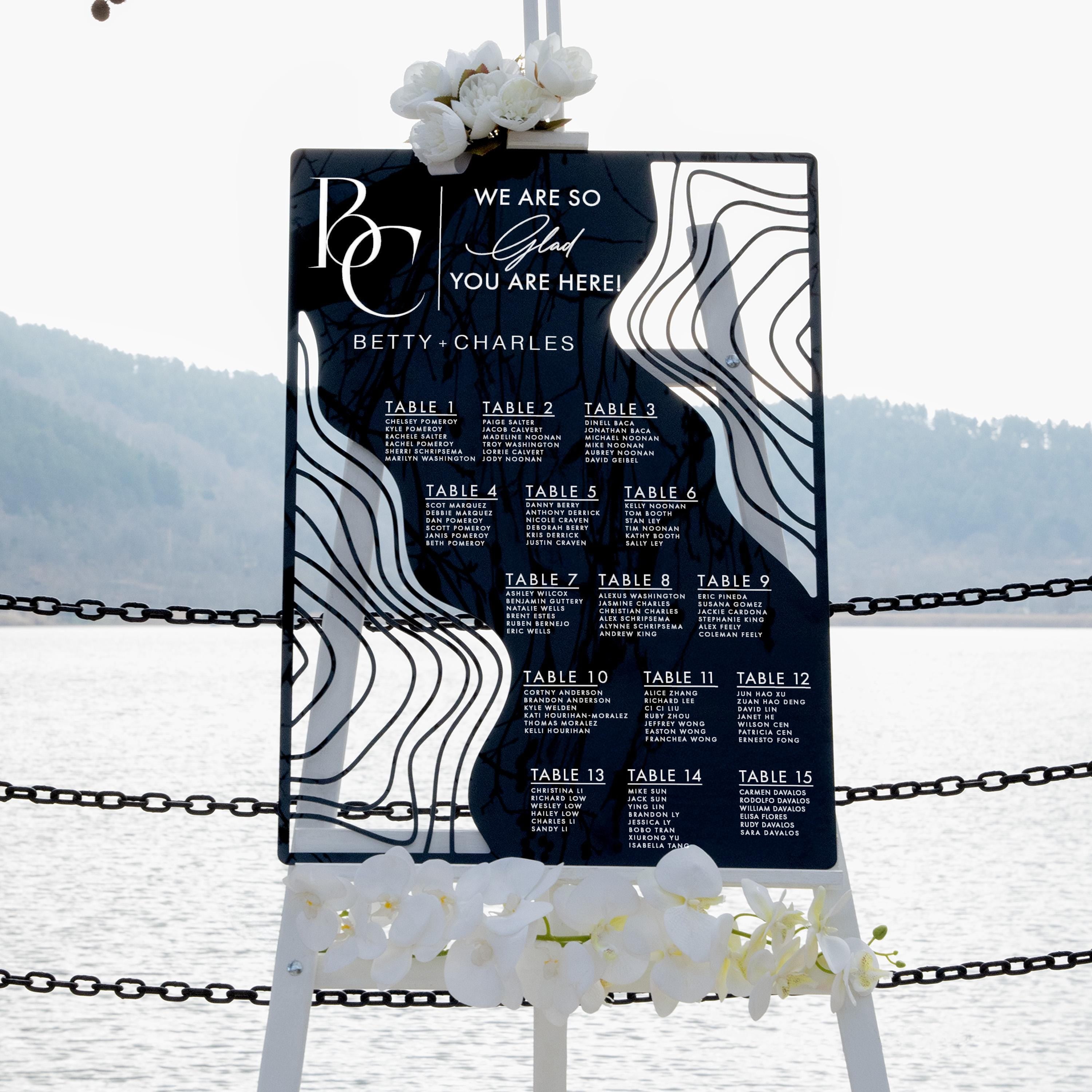acrylic black seating chart personalized