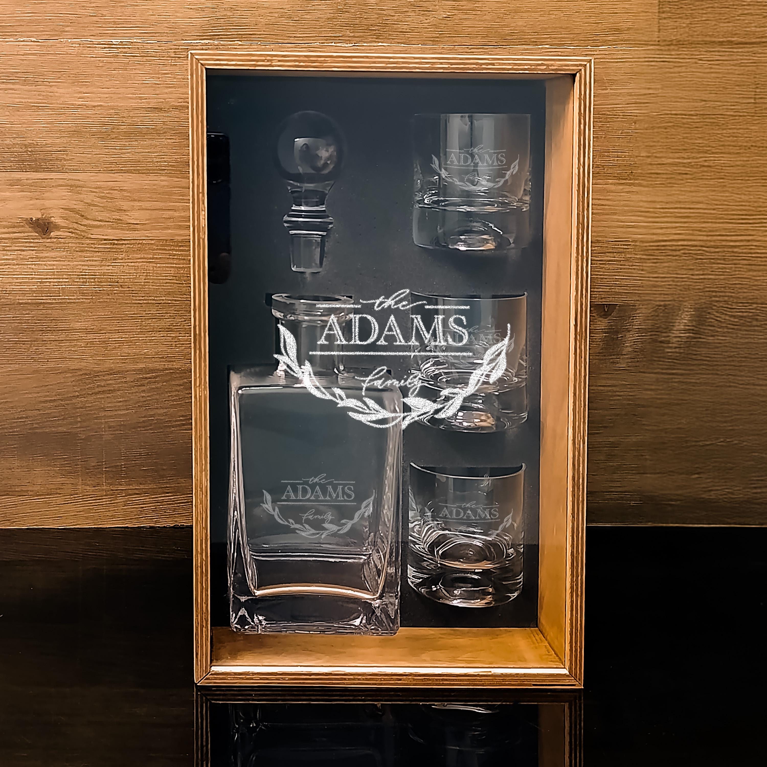 Engraved Whiskey Decanter Custom Whiskey Decanter Set With Handcrafted Glass Wedding Gift