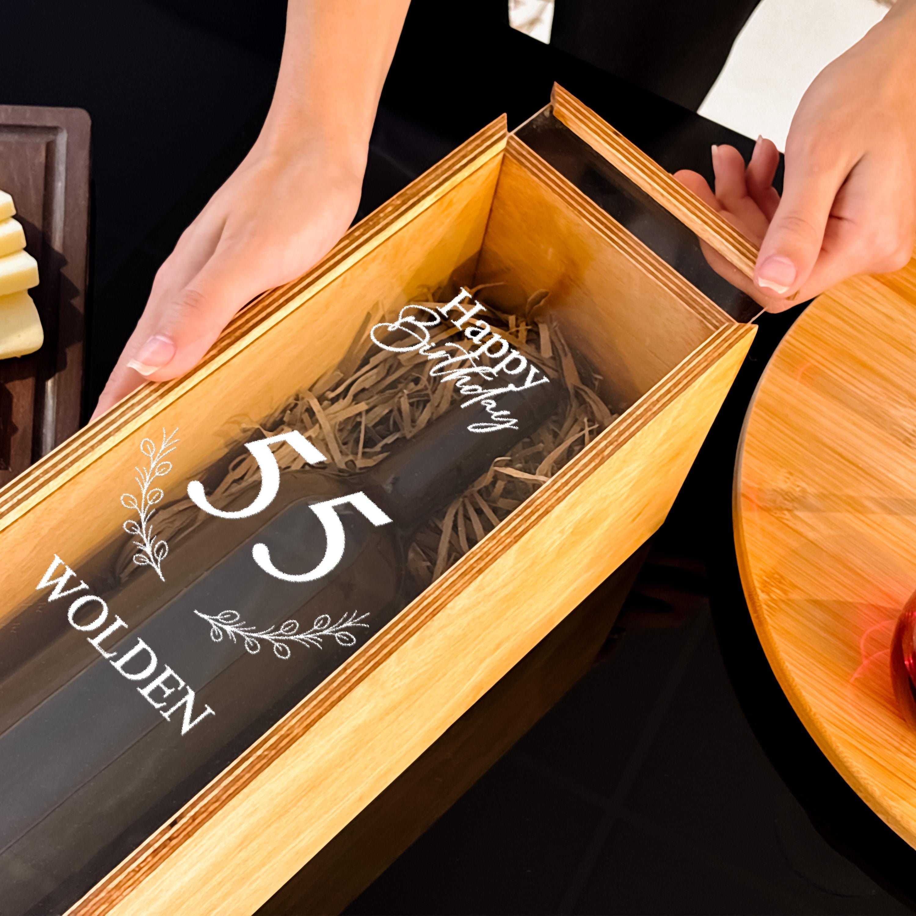 Engraved Wooden Wine Box Wine Presentation Box Birthday Gift For Dad