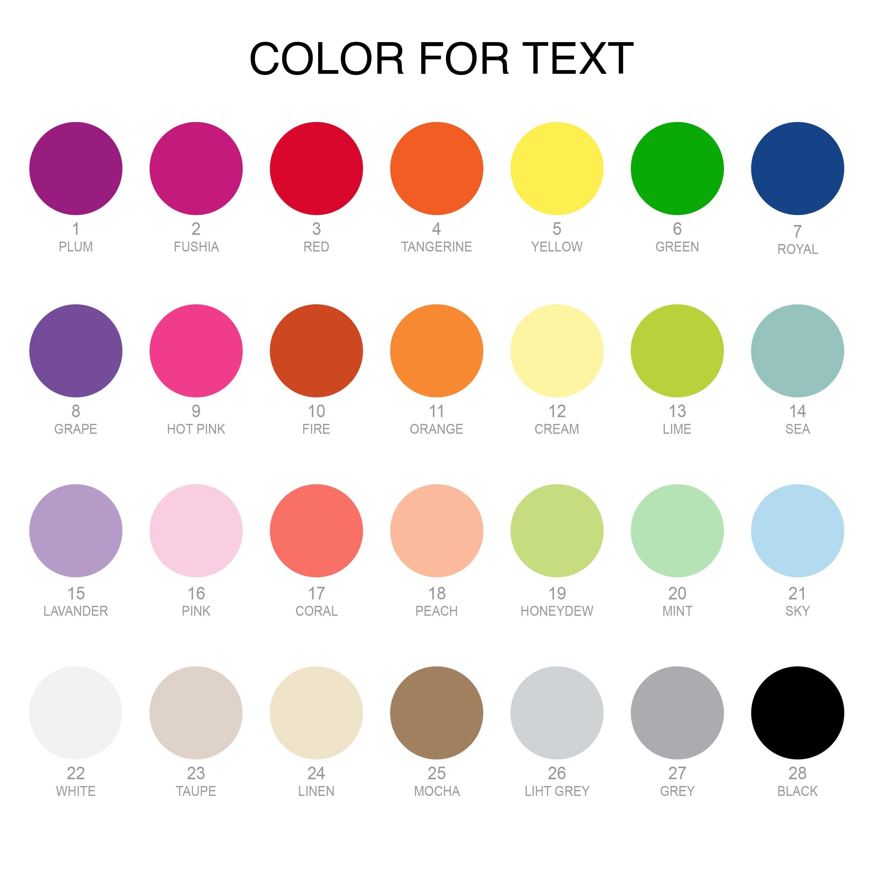 a color chart with different colors of paint
