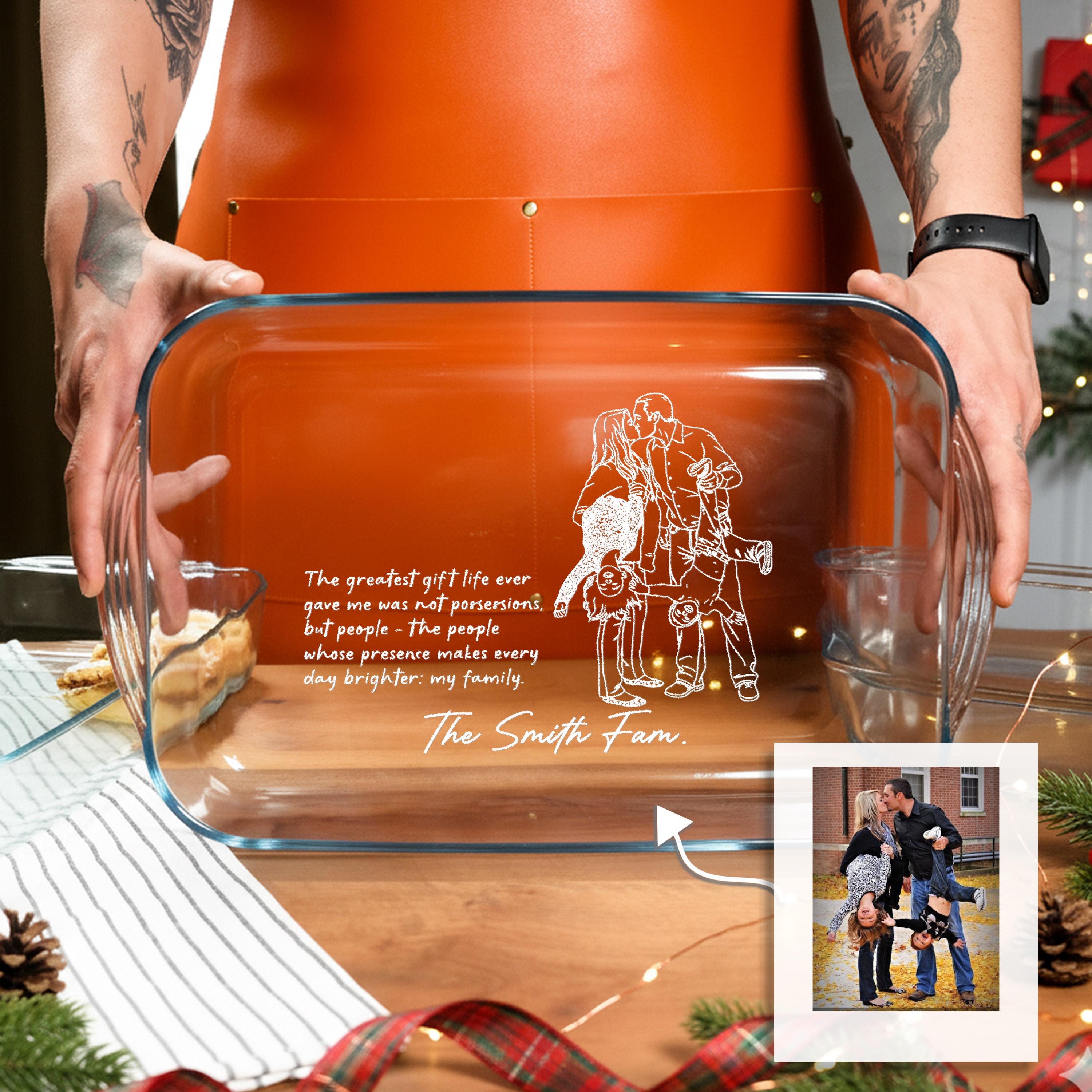 Engraved Glass Casserole Personalized Baking Dish Family Recipe Gift Keepsake