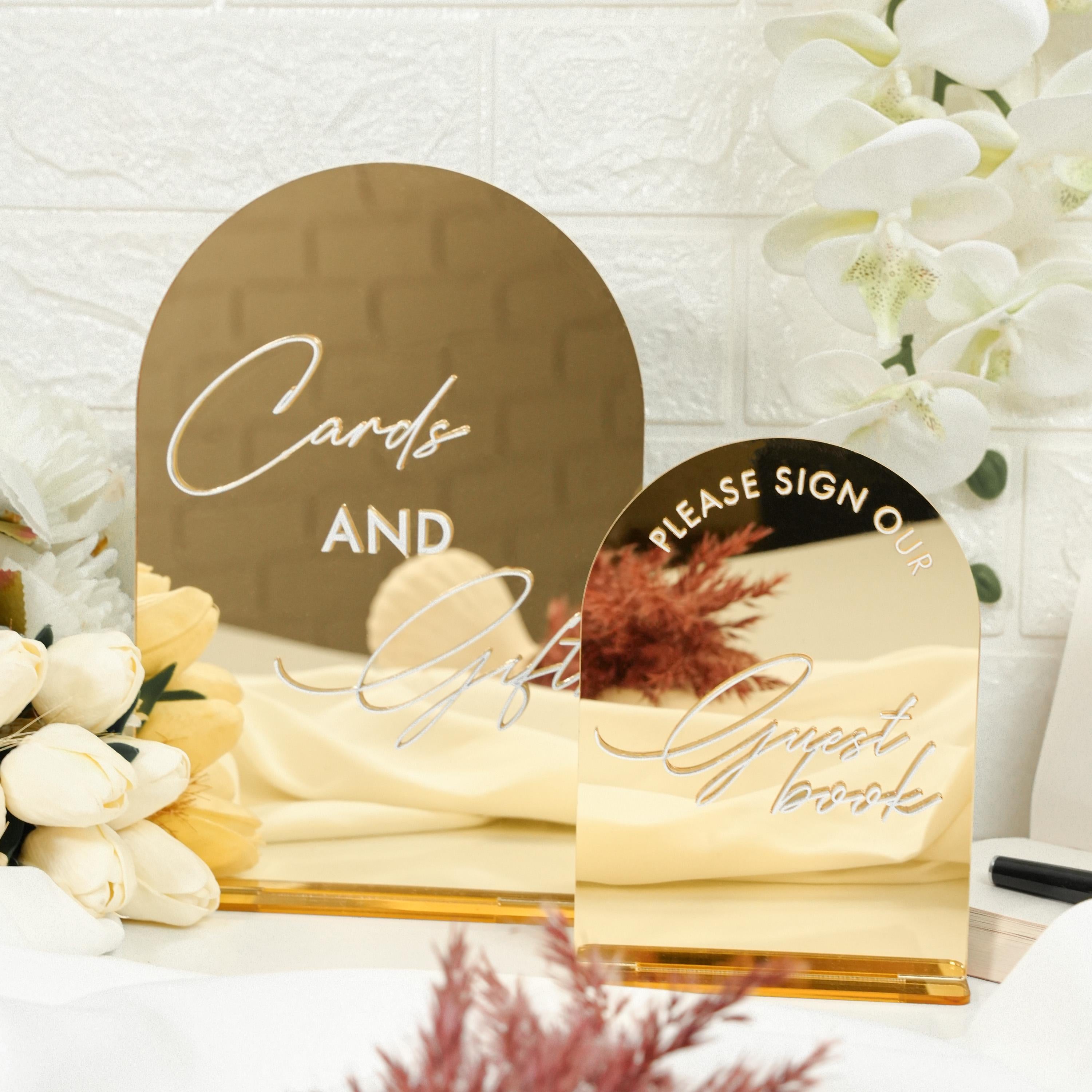 Gold Acrylic Wedding Sign Cards and Gifts Sign - Engagement Reception Table Signage Oslo Collection