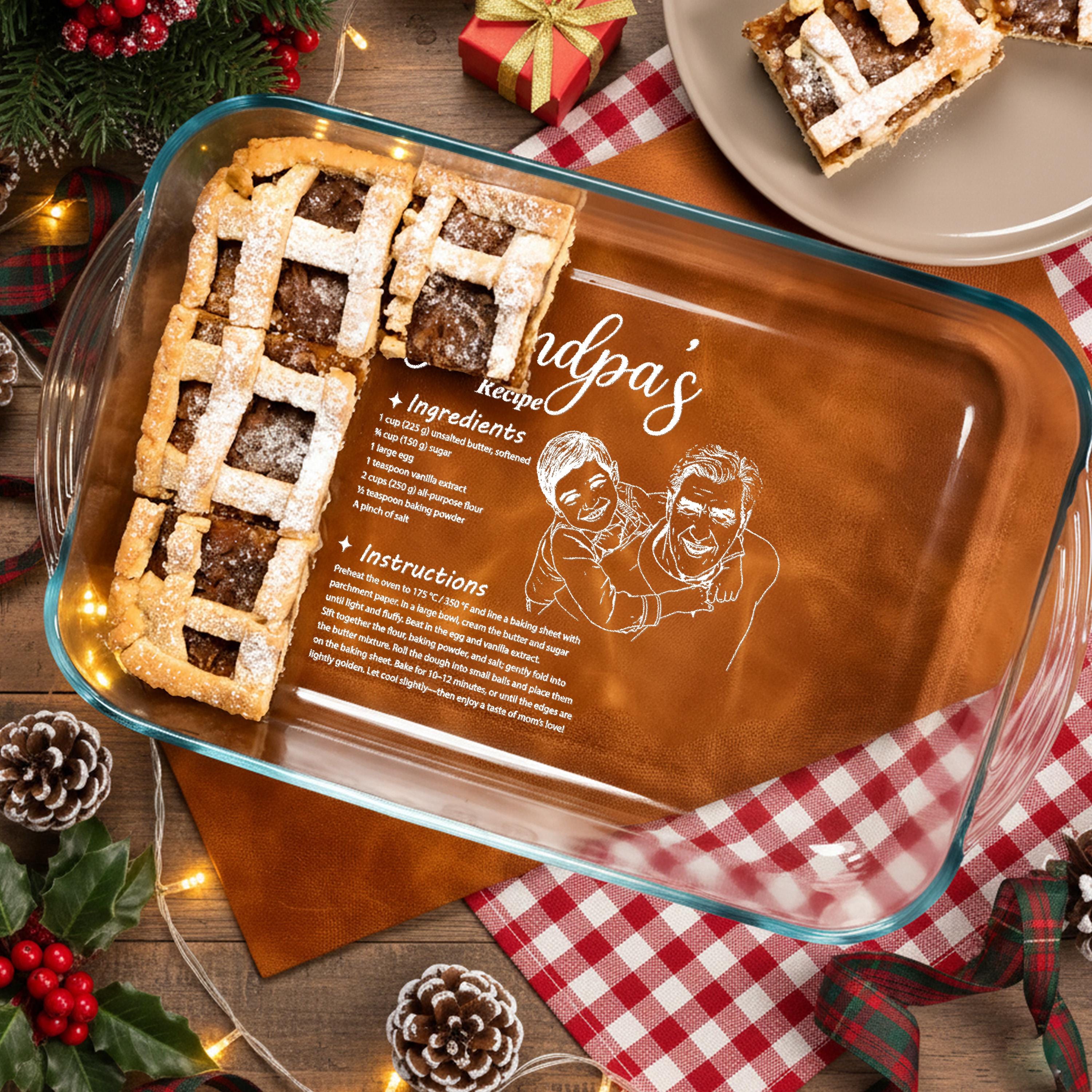 Engraved Casserole Dish Handmade Handwriting Recipe Gift For Grandpa Kitchen Gift