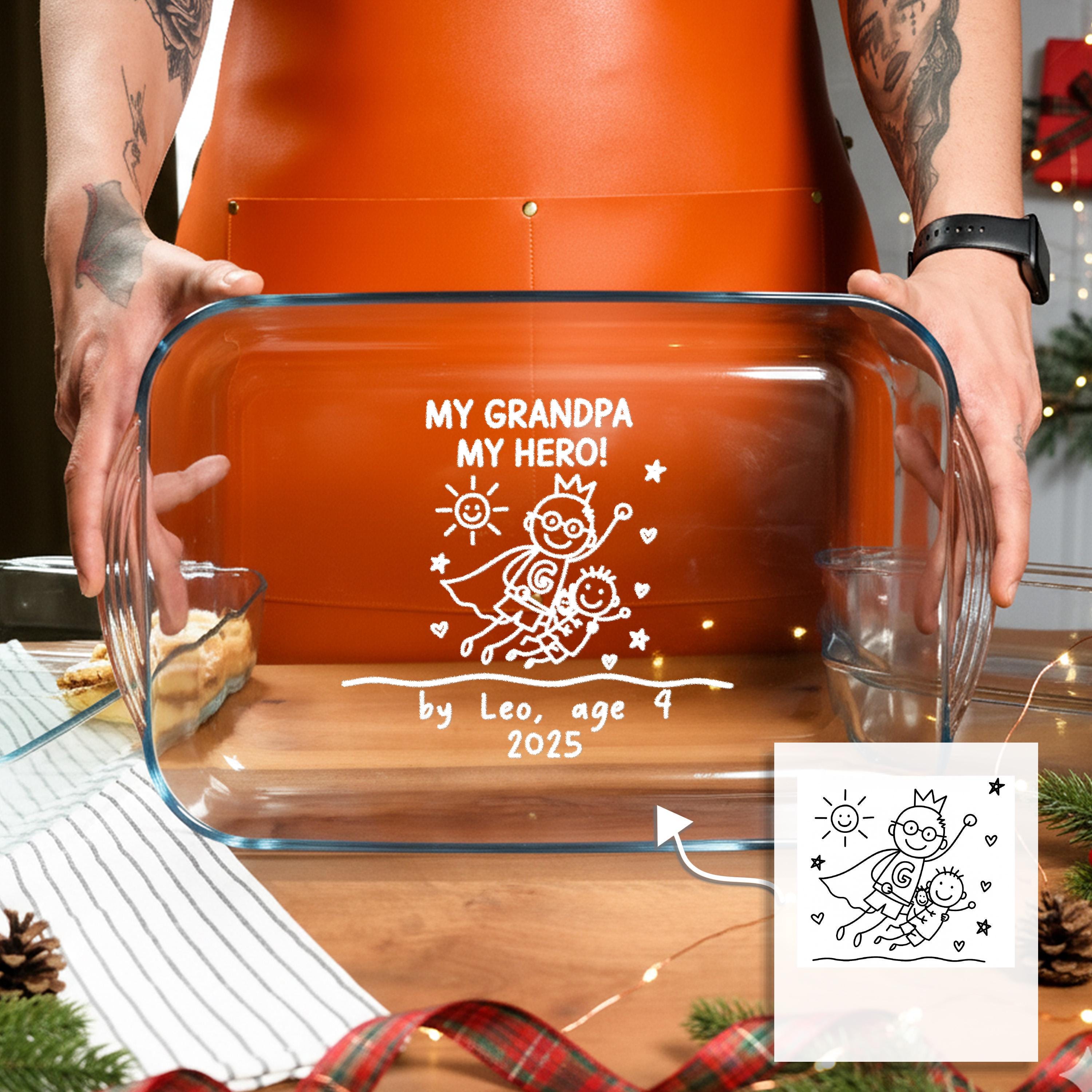 Engraved Glass Casserole Personalized Baking Dish Unique Family Cooking Gift