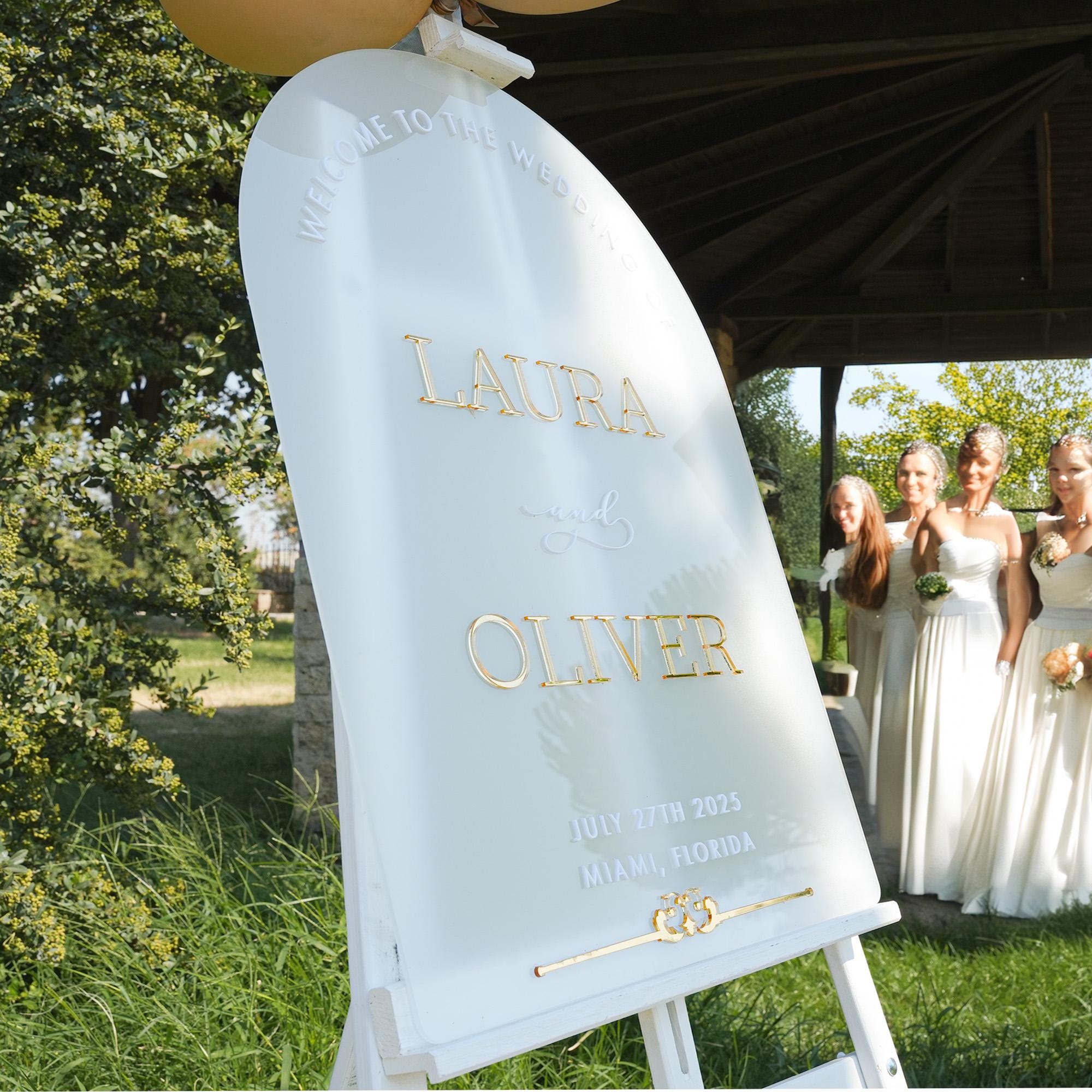 Frosted Acrylic Welcome Sign for Wedding or Engagement - Houston Collection