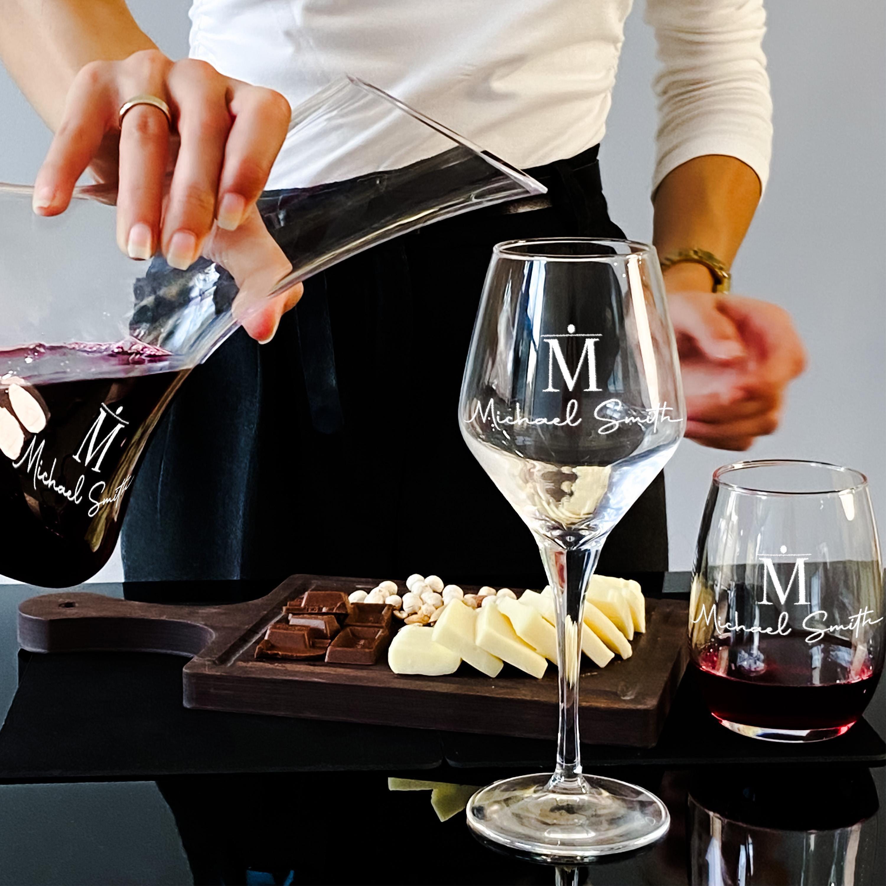 Engraved Decanter Set with Personalized Wine Glasses Wedding Gift for Him