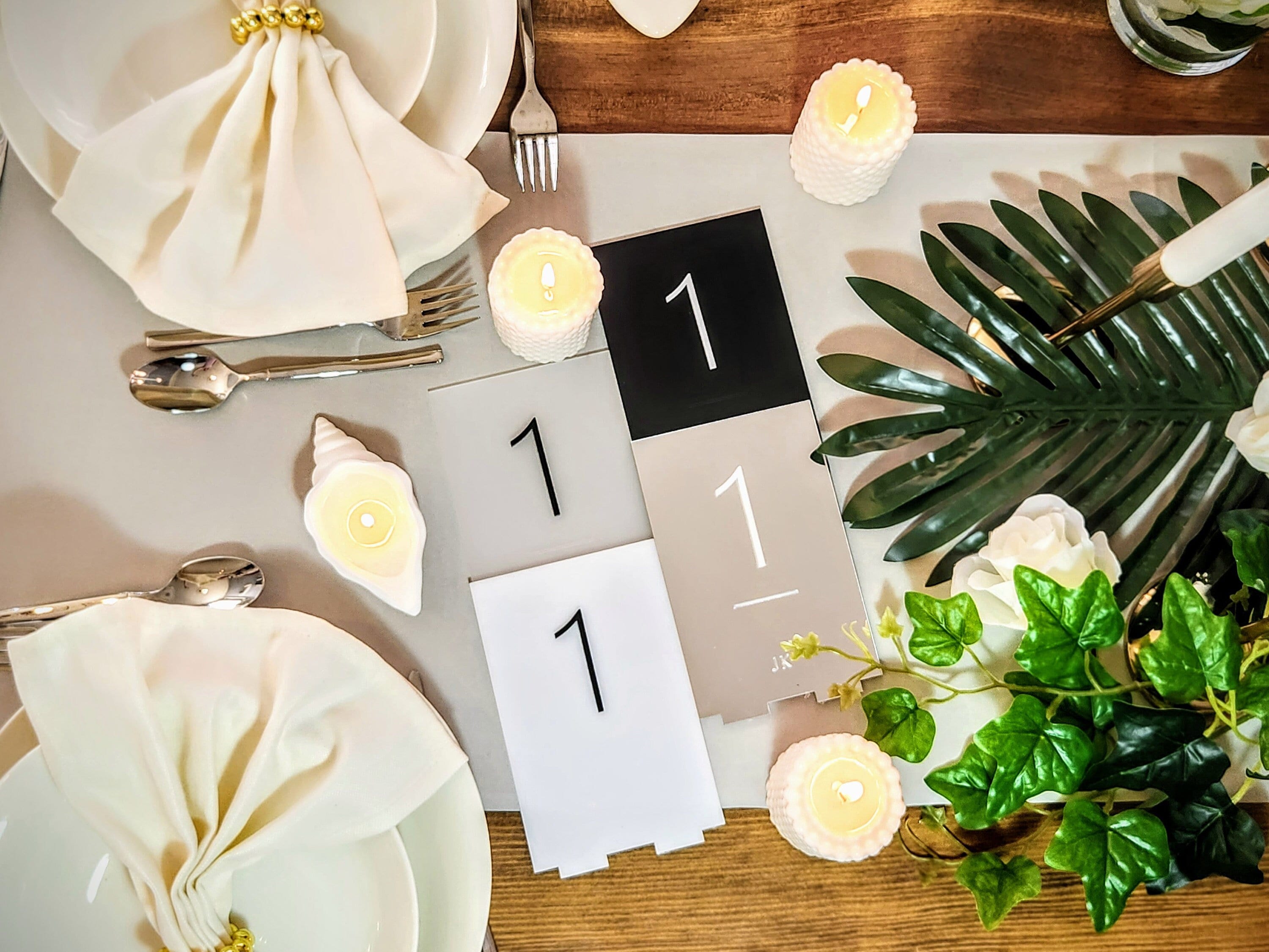 Acrylic Wedding Table Numbers - Reception Table Decor Milan Peony Gardenia Lavender Collection