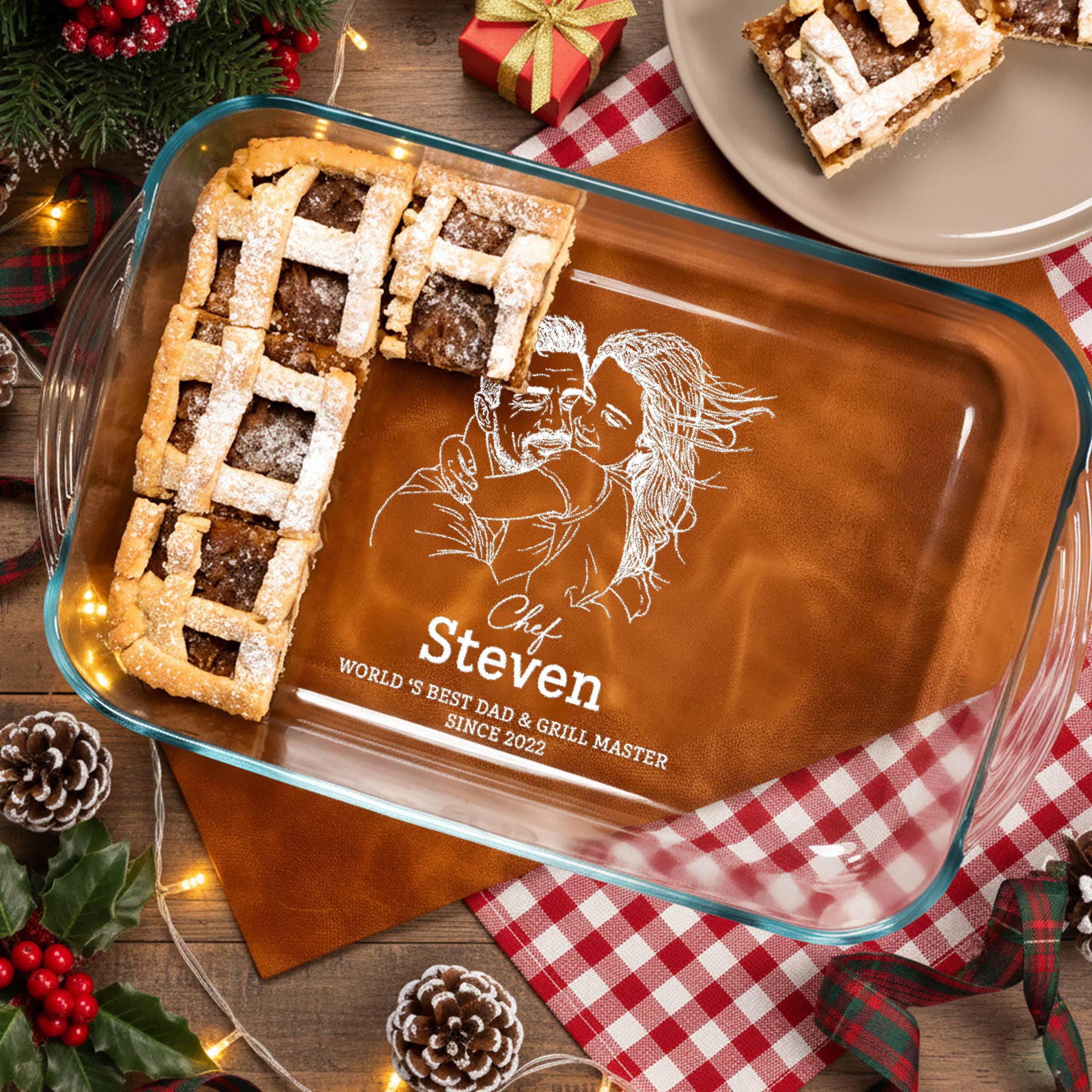 Engraved Casserole Dish For Family Gift Personalized Glass Baking Pan Unique Dad Gifts