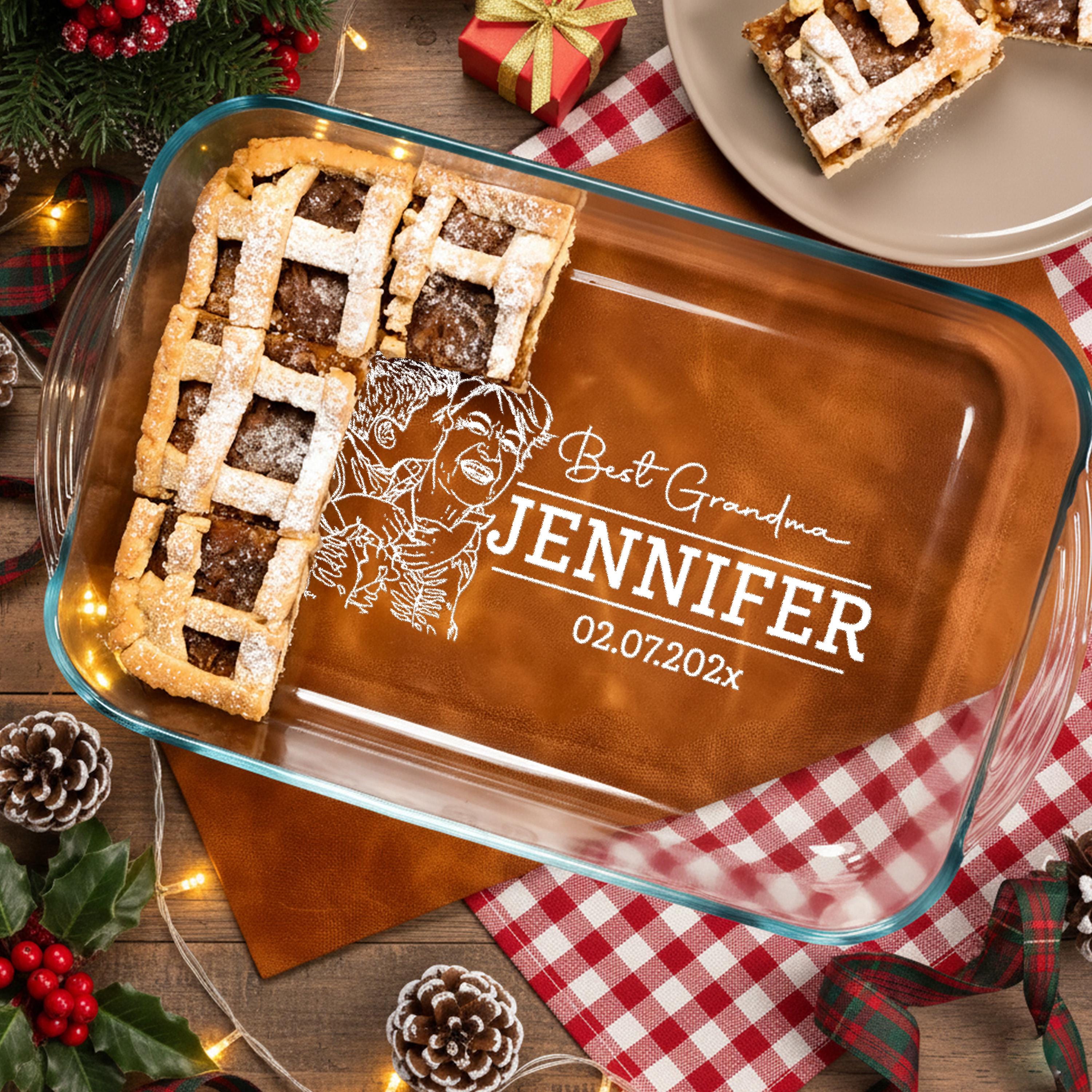 Engraved Glass Baking Dish Personalized Casserole Dish Oven Safe Family Gift