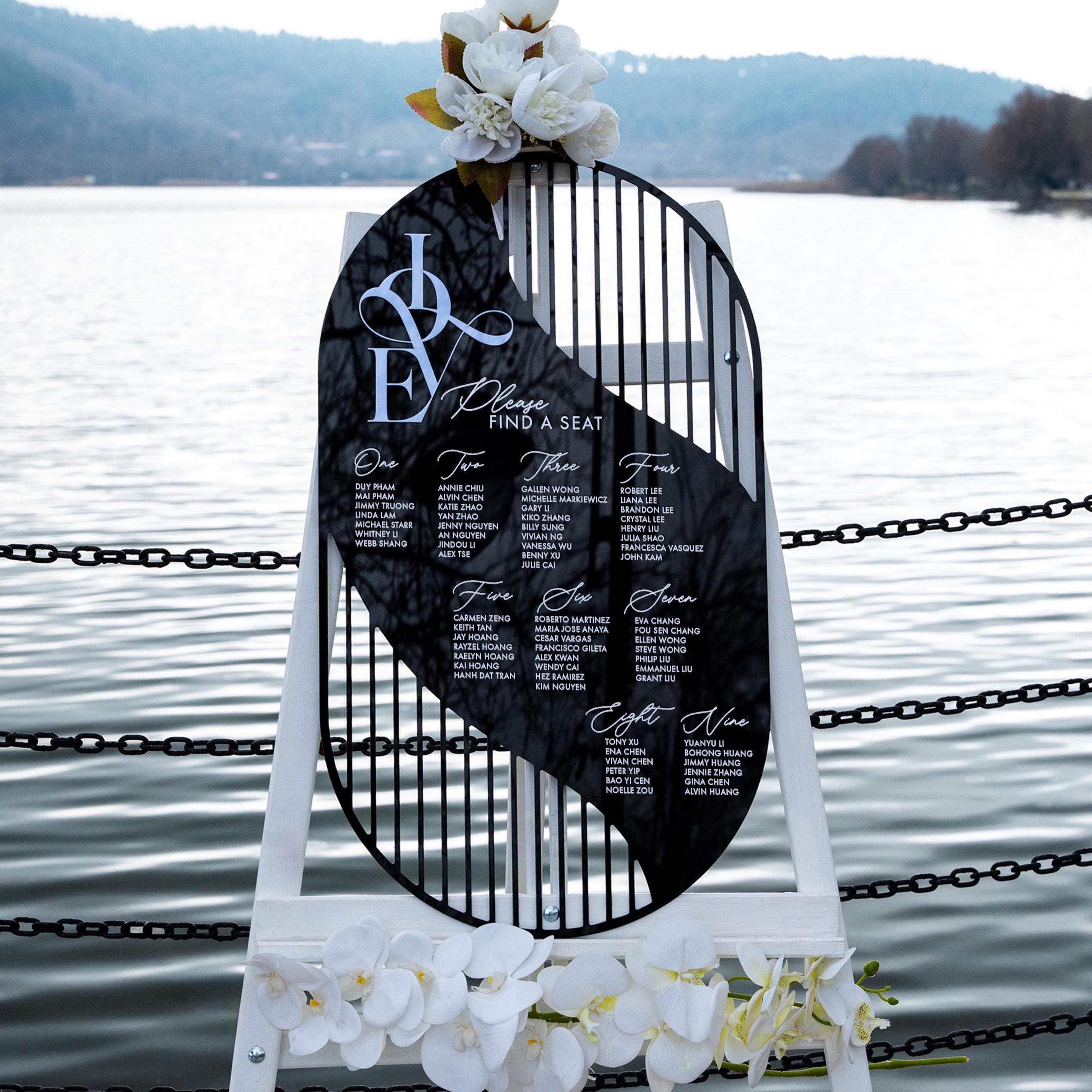 Acrylic Wedding Sign - Boho Wedding Decor Seating Chart with Gold Base Sign Istanbul Collection