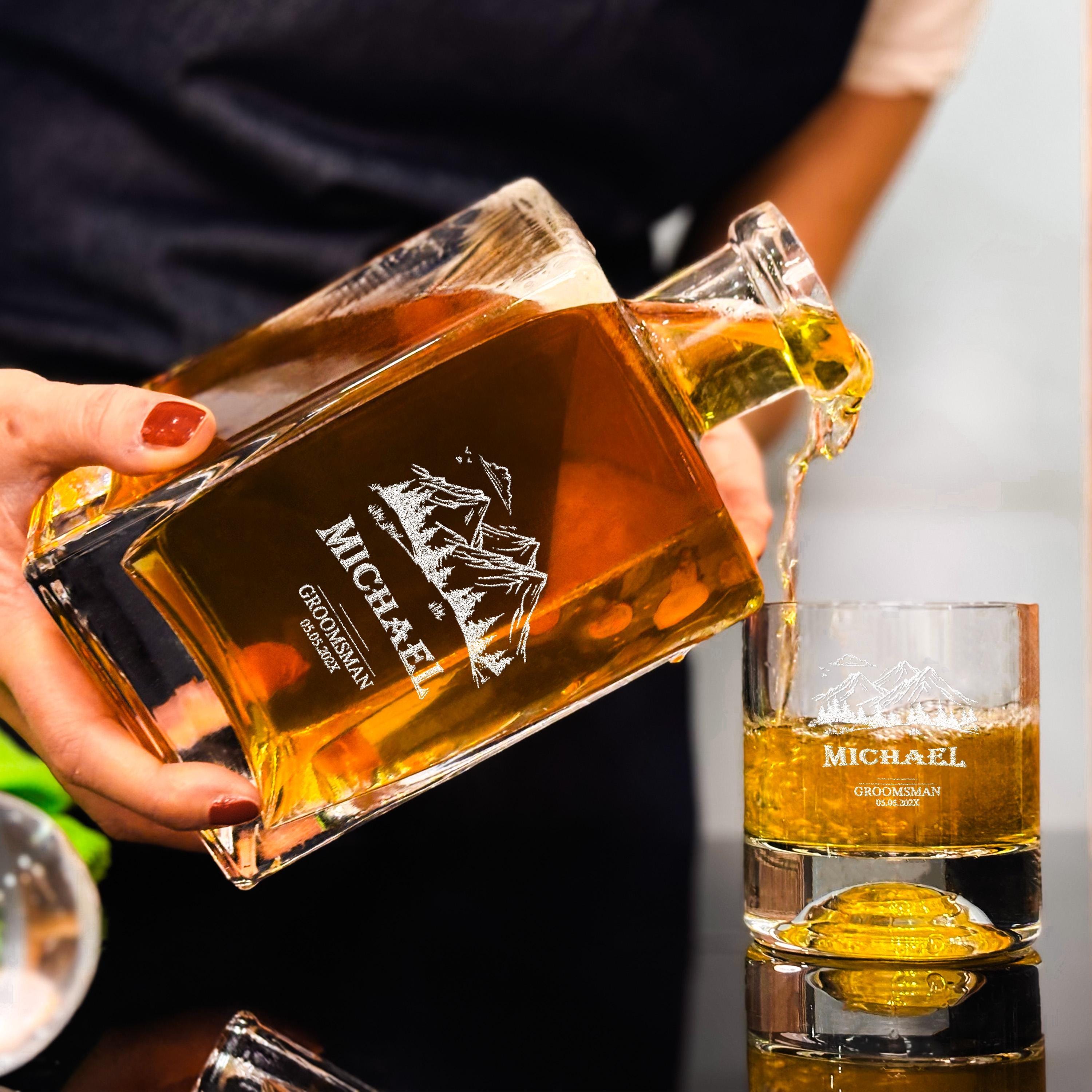 Groomsmen Whiskey Glasses Premium Whiskey Decanter Set With Wooden Gift Box