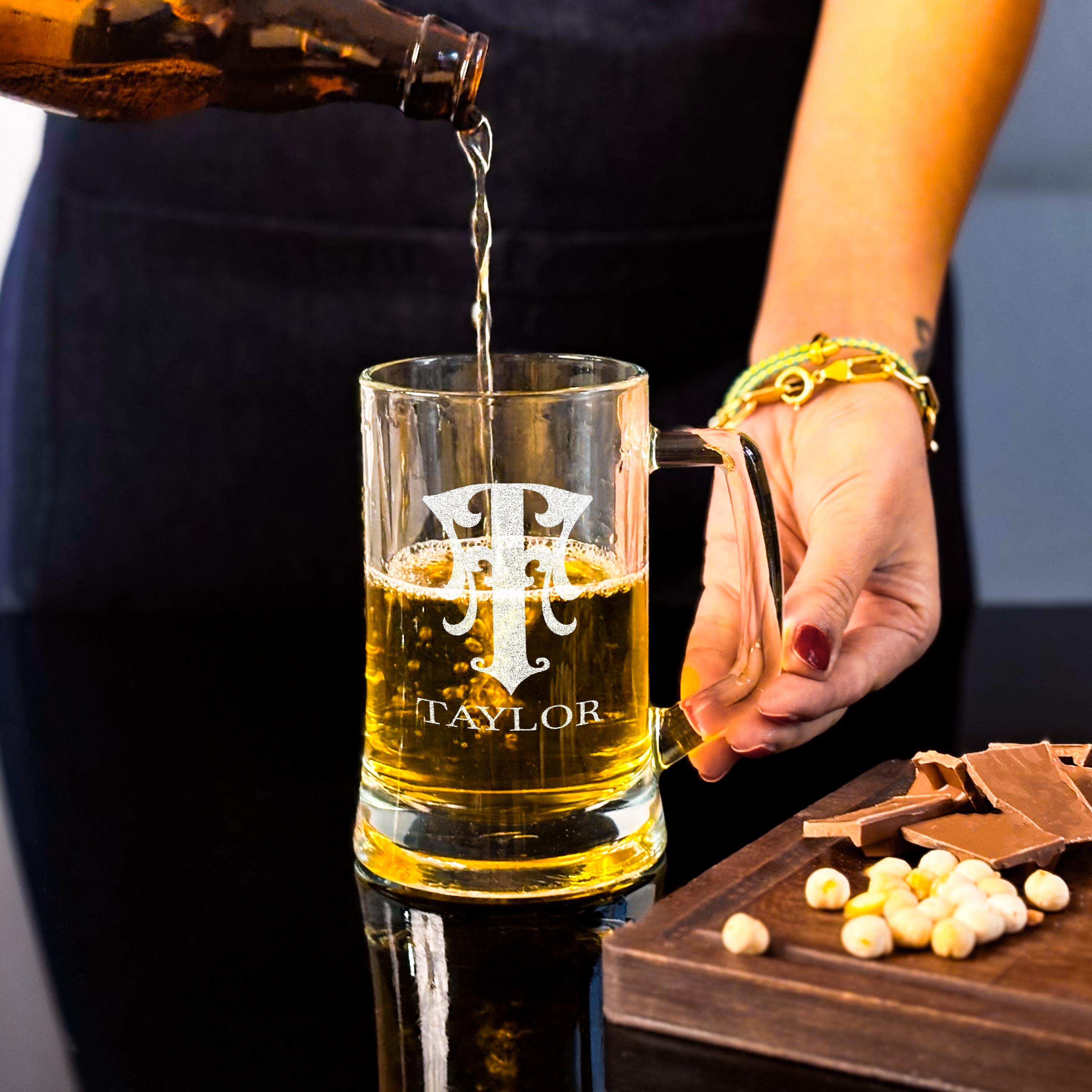 Engraved Beer Glass Personalized Beer Mug Gift For Him Wedding Or Birthday