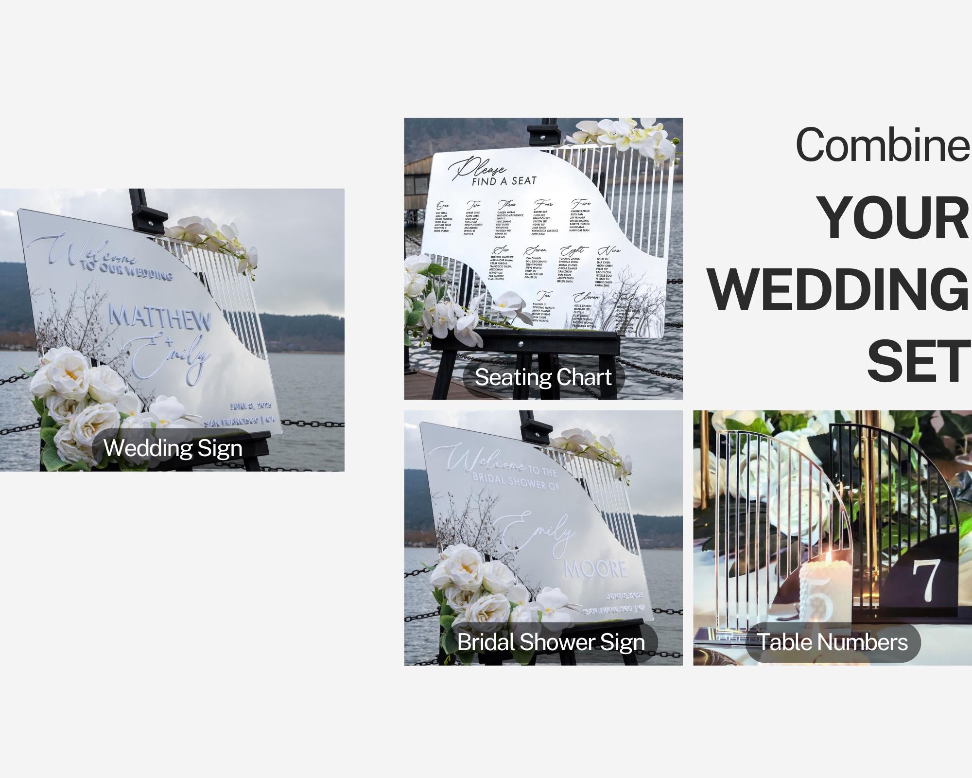 a collage of photos of a wedding set up