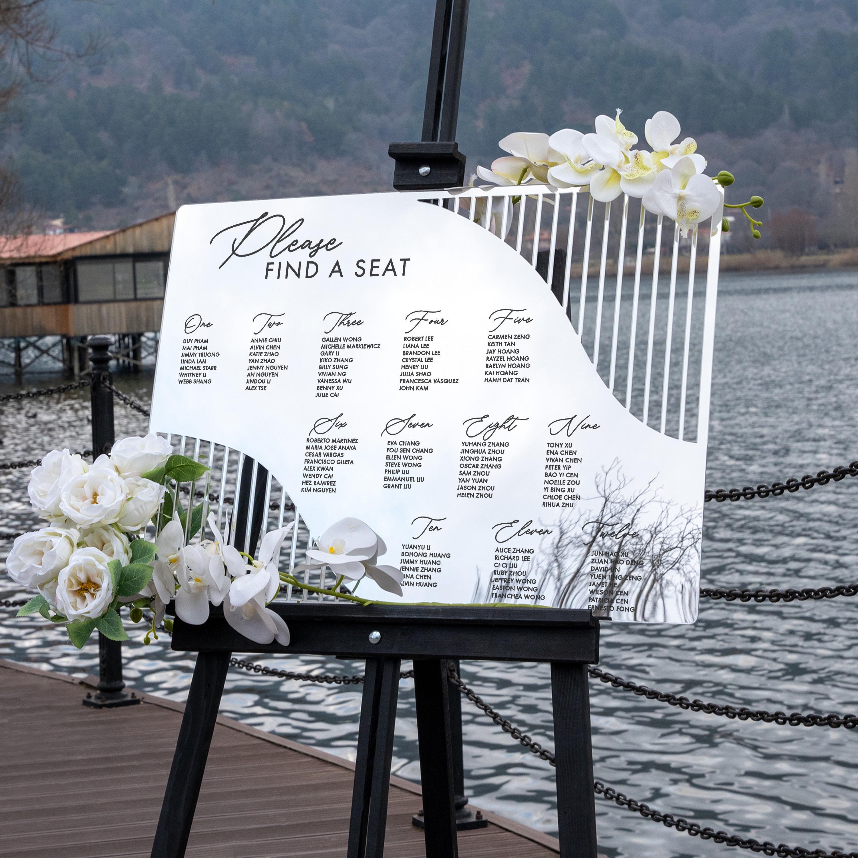 Silver Acrylic Seating Chart Wedding and Entrance Table Plan for Engagement New York Collection
