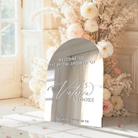 Acrylic Silver Mirror Bridal Shower Welcome Sign with white 3D text
