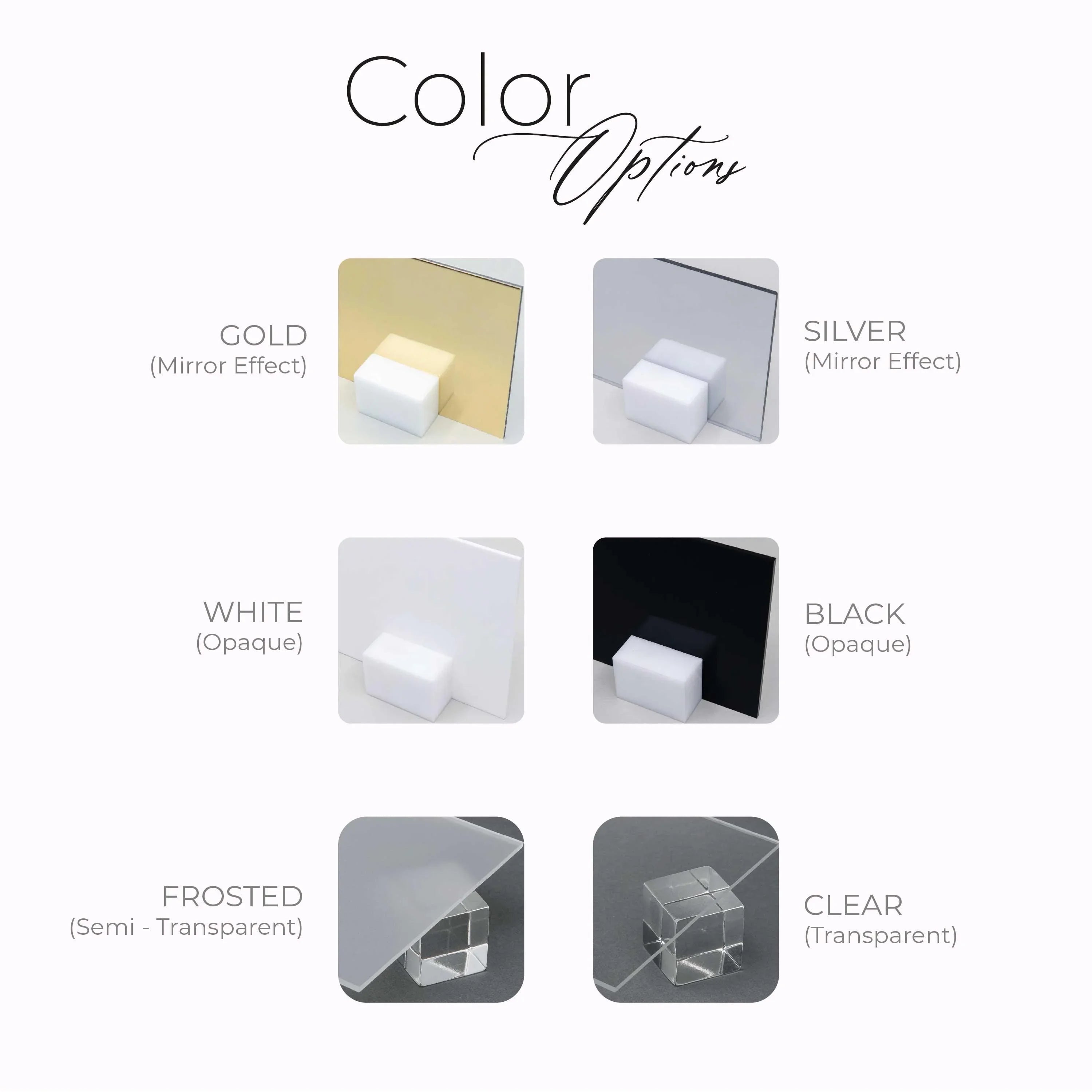 four different types of furniture with different colors