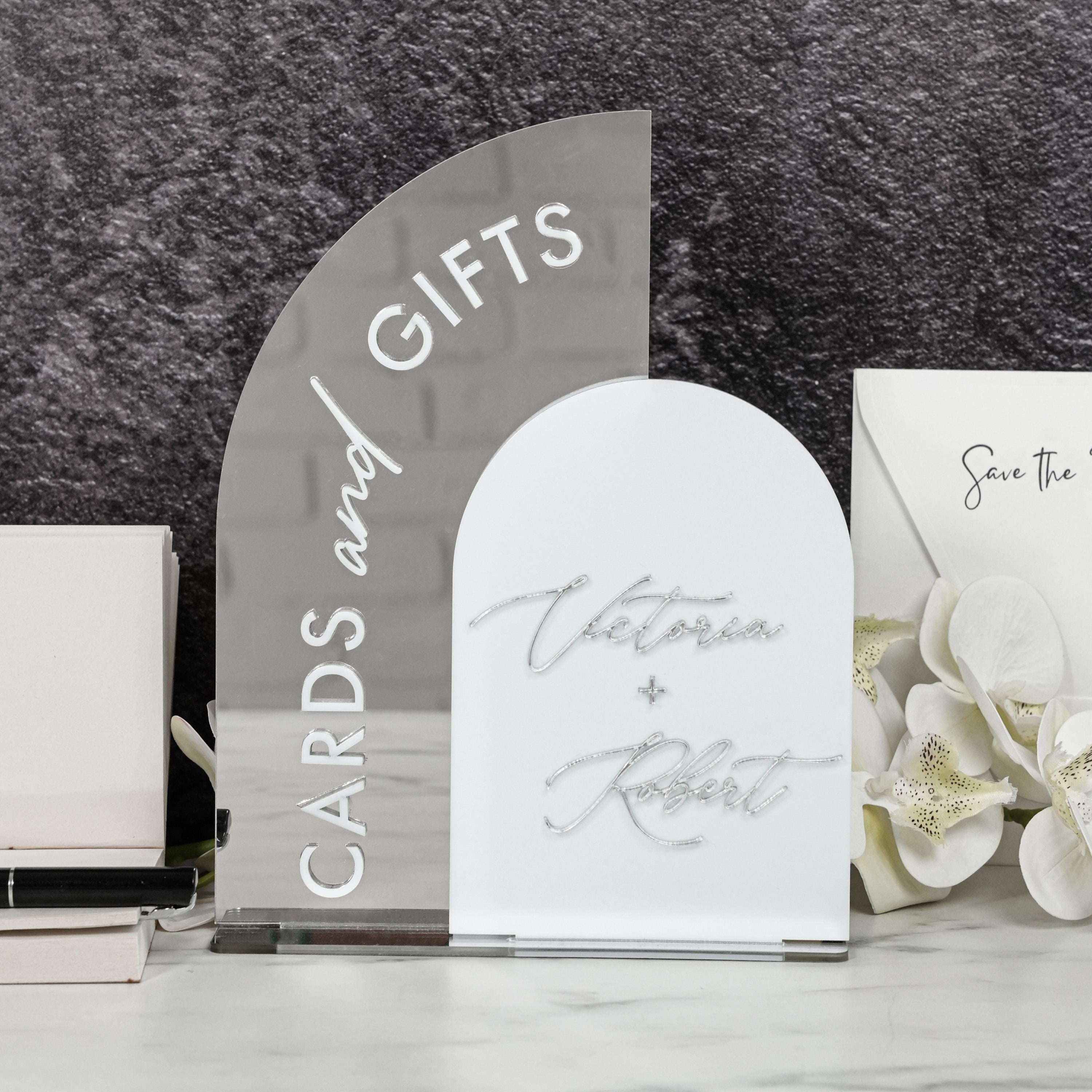 Personalized Frosted Acrylic Wedding Sign Cards and Gifts Sign - Engagement Table Decor New York Collection