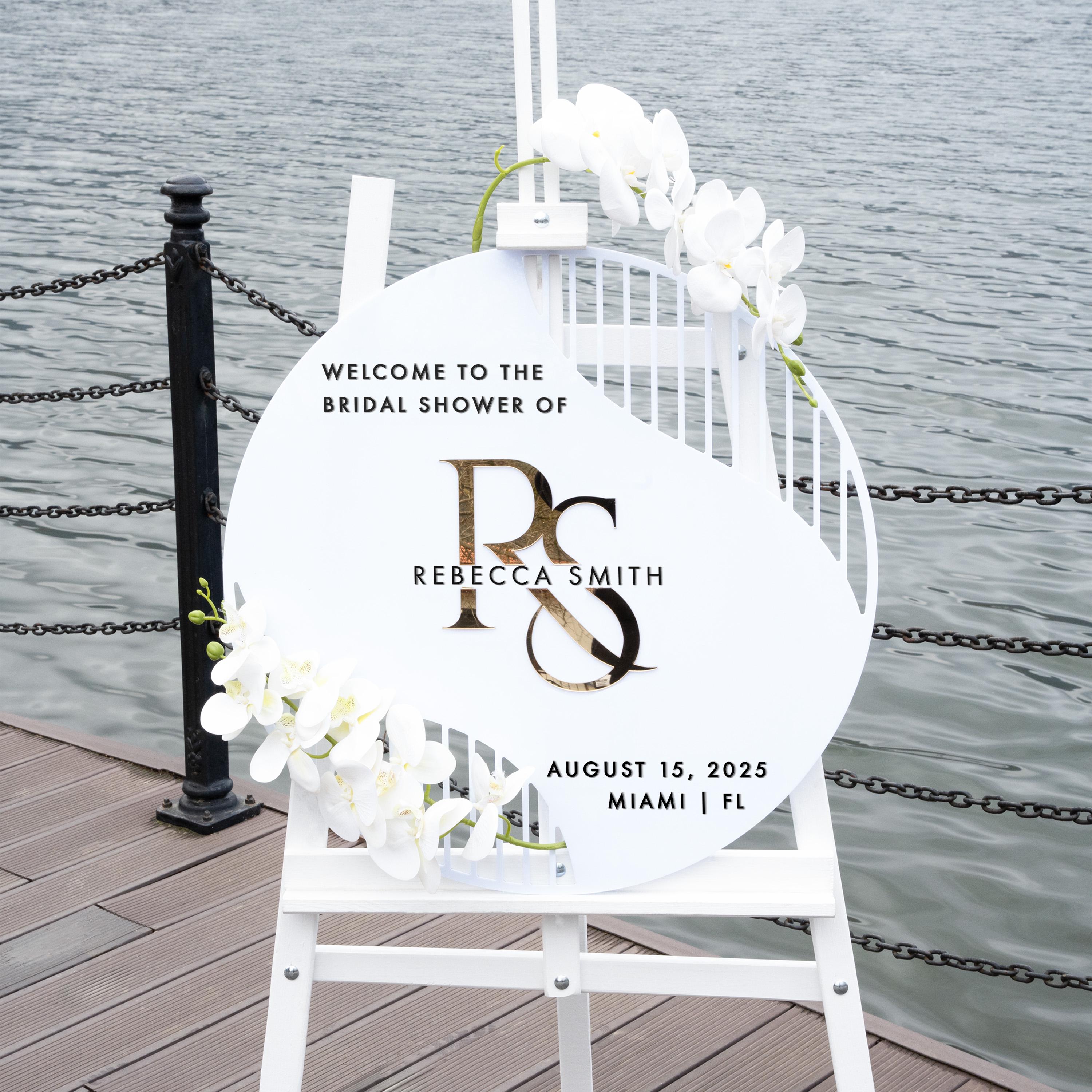 Custom Round Bridal Shower Welcome Sign - Bachelorette Party Decor Berlin Collection