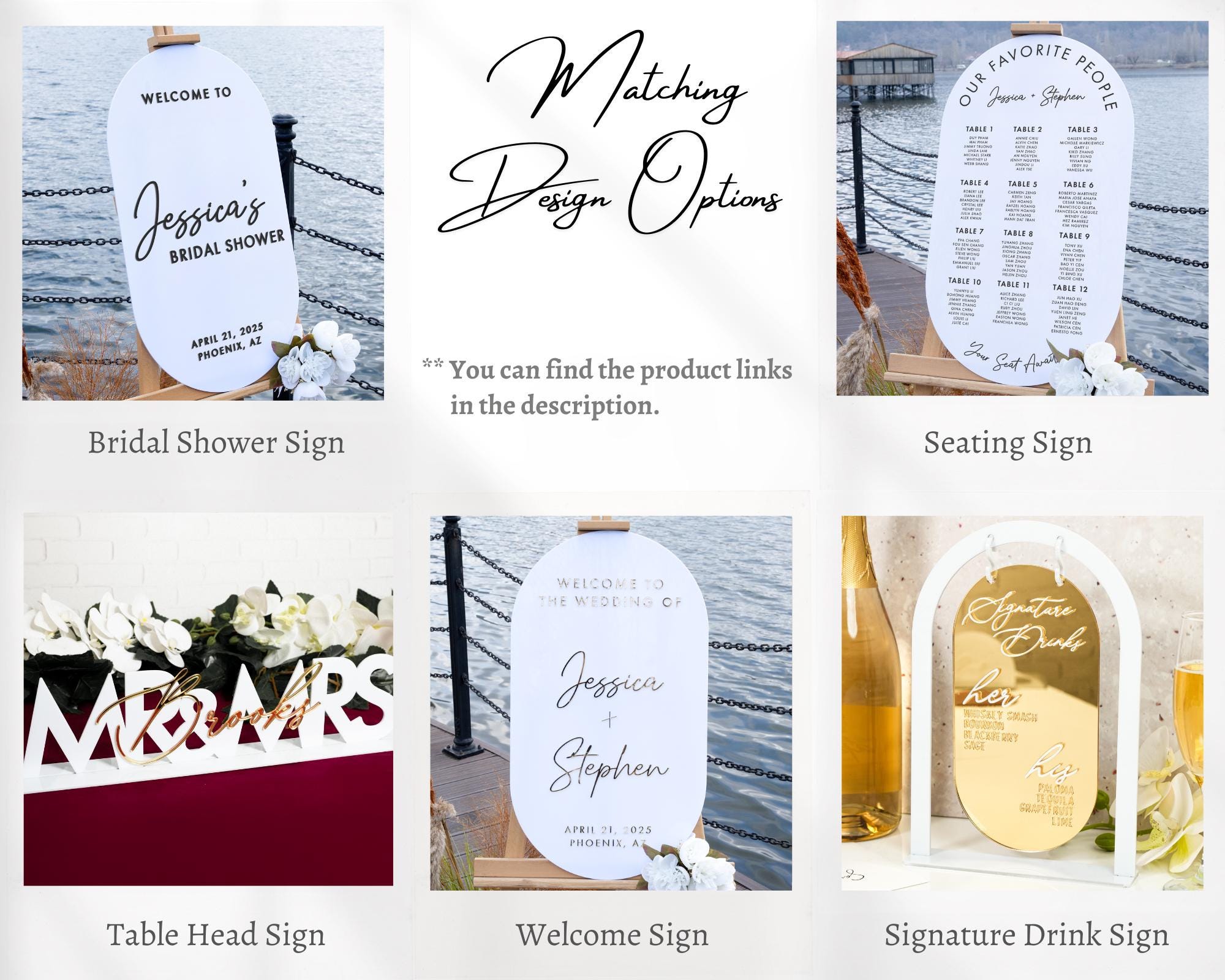 a series of photos showing different types of wedding signs