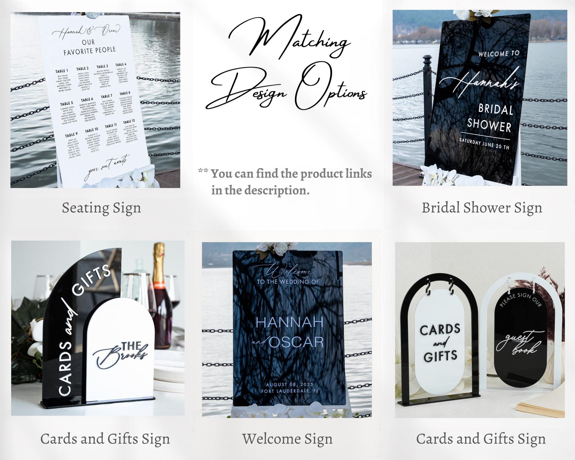 a bunch of signs that are on a table