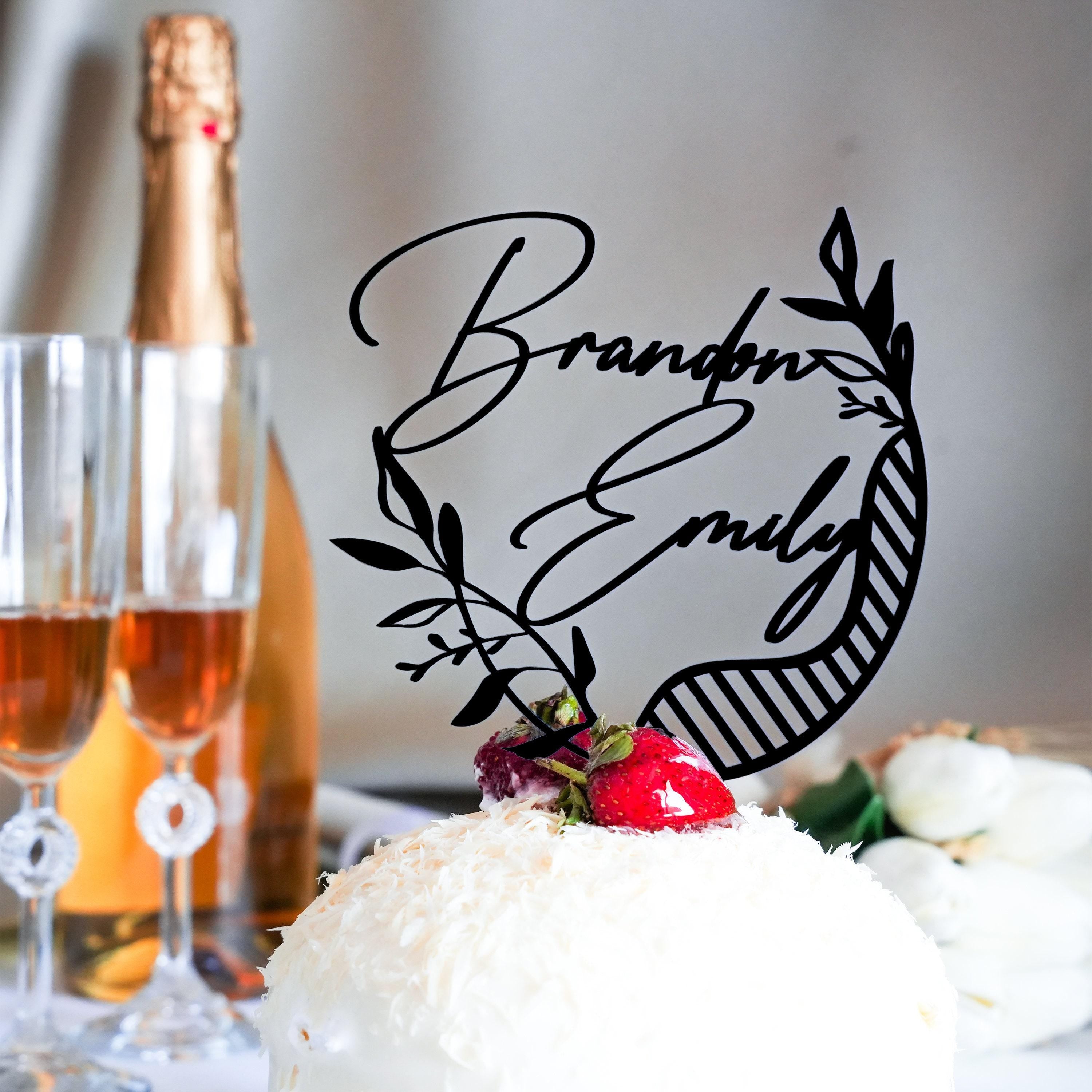 Floral Wedding Cake Topper - Custom Engagement Cake Decor Rome Berlin Istanbul Miami Collection