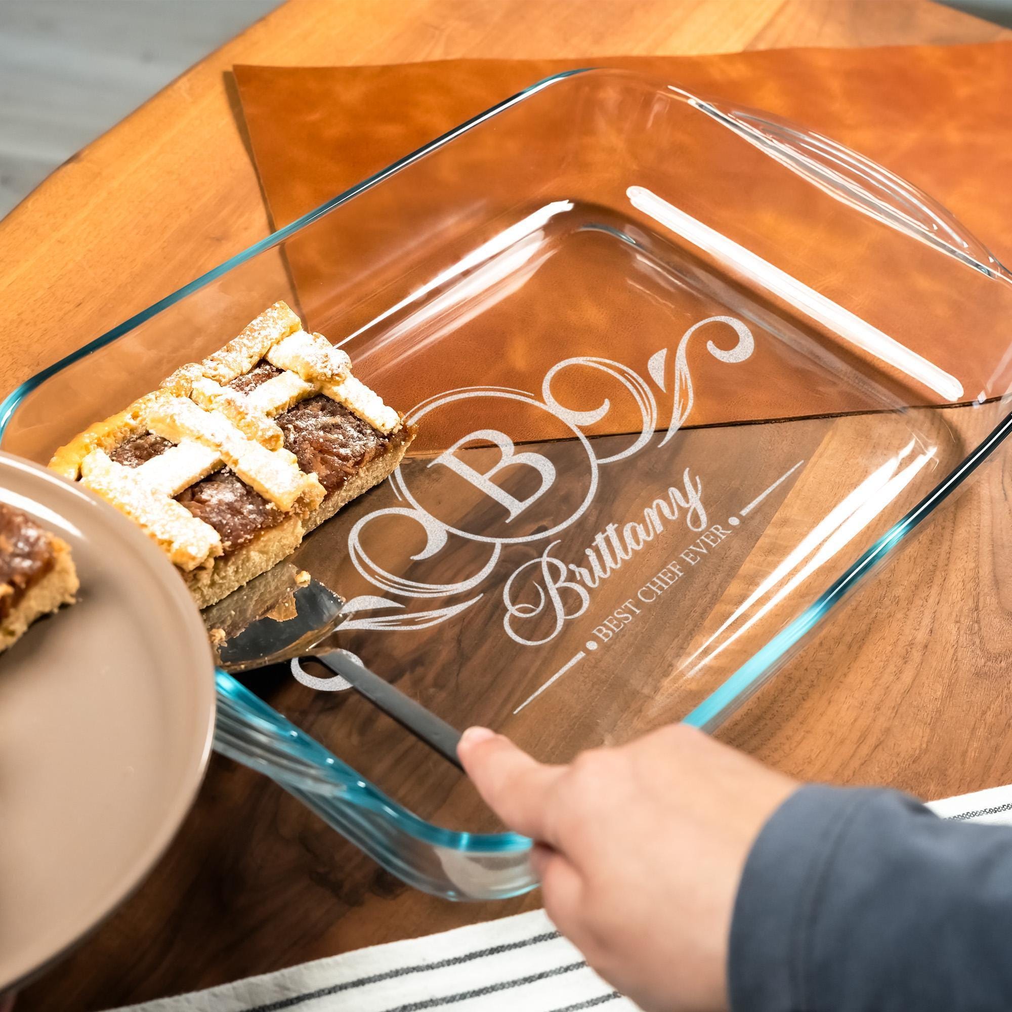 Personalized Casserole Dish Engraved Glass Pan Oven Safe Bakeware For Housewarming Gift