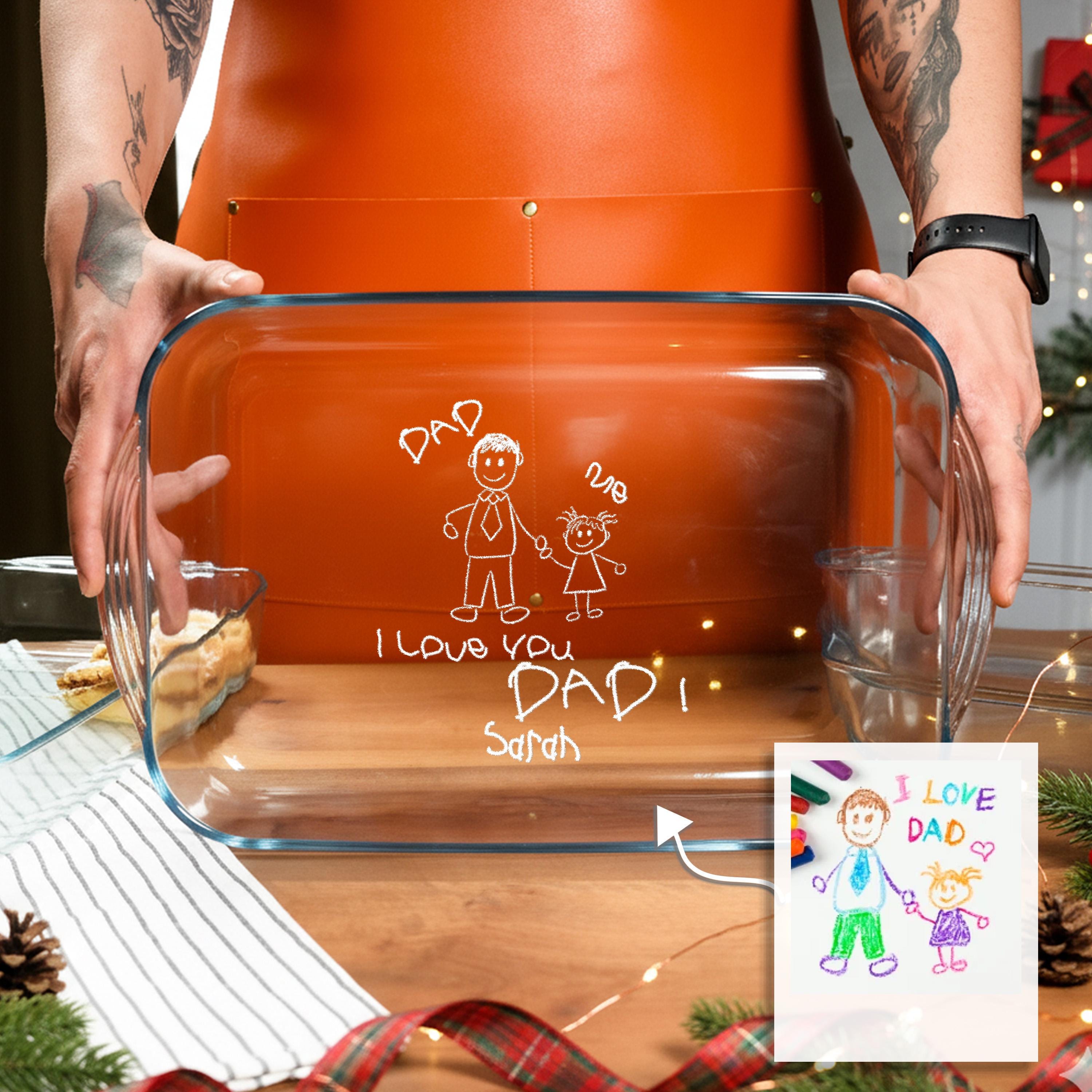 Engraved Glass Baking Dish Personalized Casserole Dish Family Cooking Gift Unique Dad Gift