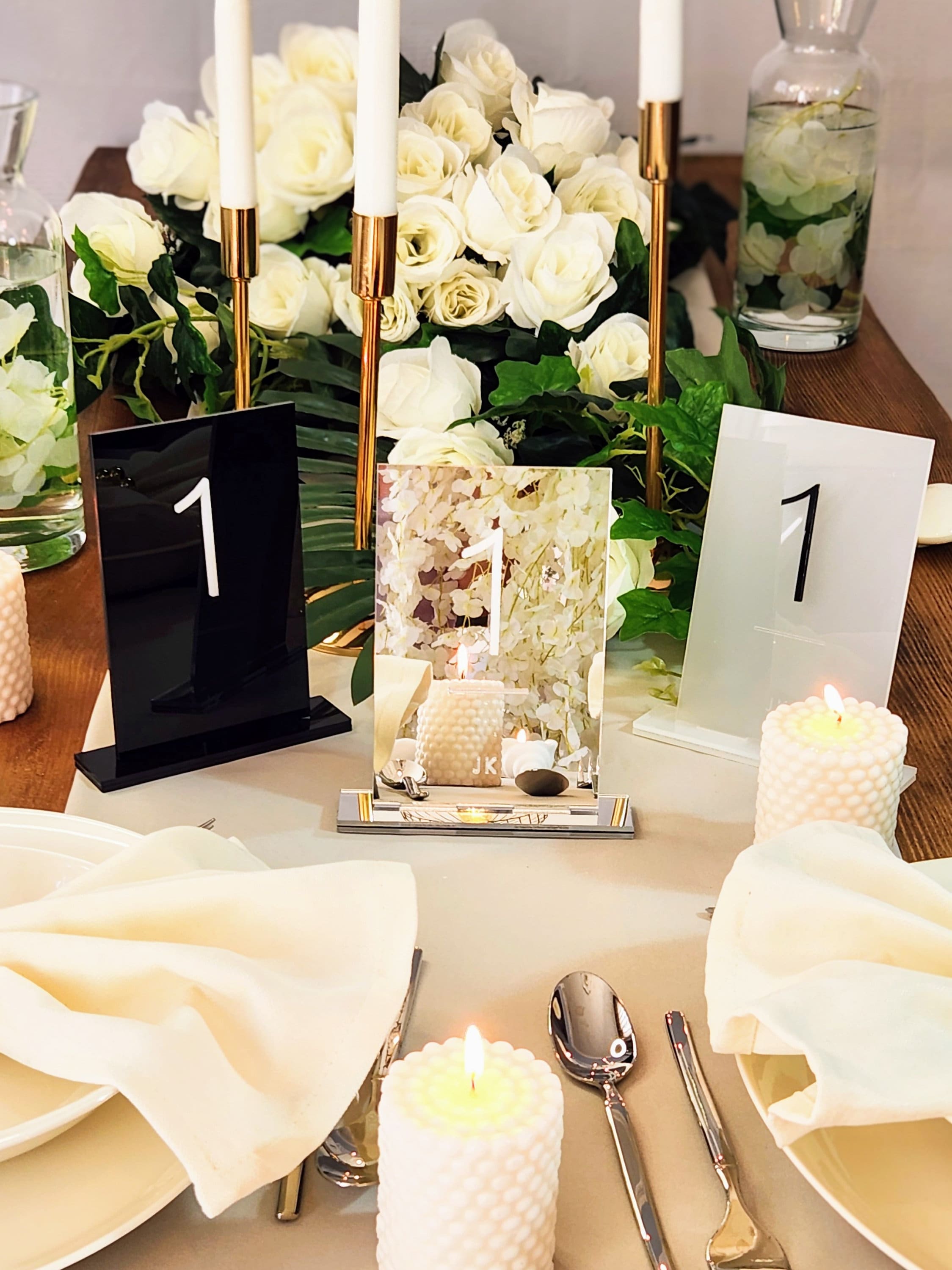 Acrylic Wedding Table Numbers - Reception Table Decor Milan Peony Gardenia Lavender Collection