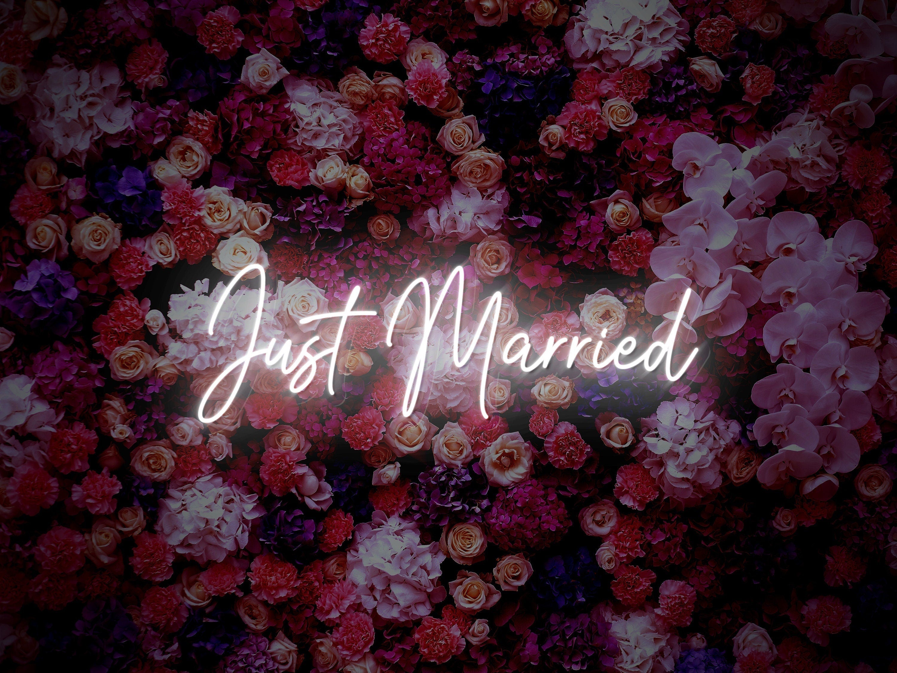 Just Married Neon Sign as Wedding Decor and Backdrop LED Light Signage