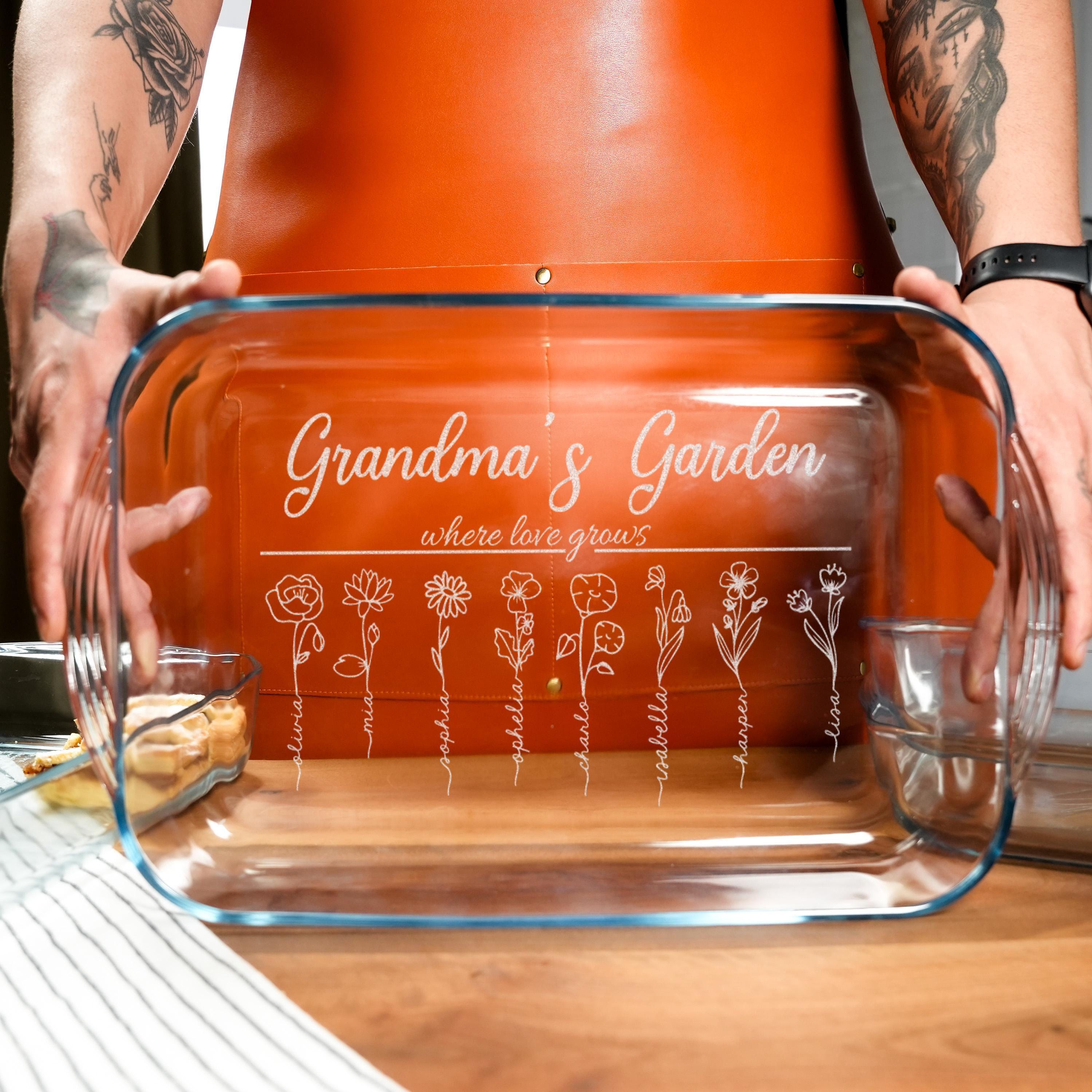 Engraved Casserole Dish Personalized Baking Dish With Birth Month Flowers Gift