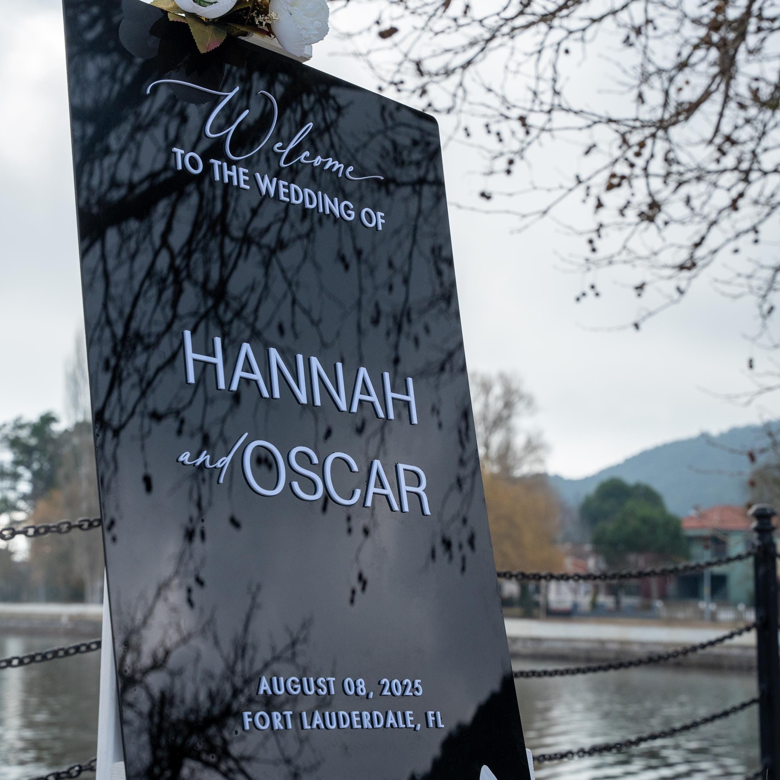 Black Custom Wedding Welcome Sign - Gardenia Collection