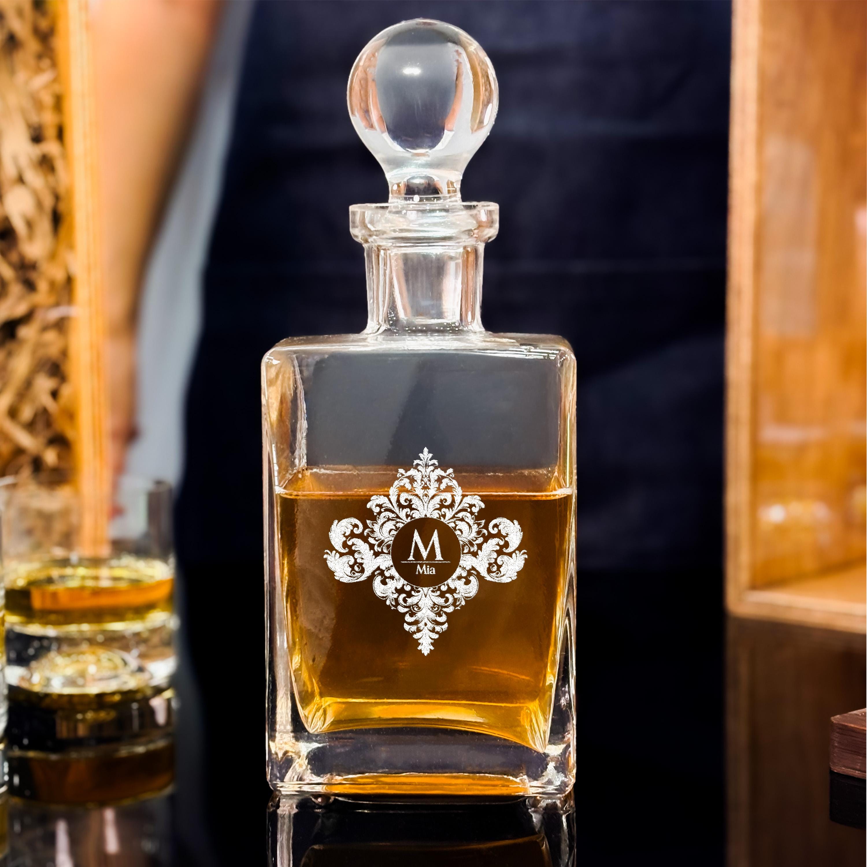 Engraved Whiskey Glasses and Decanter Set for Wedding Gift Anniversary Gift