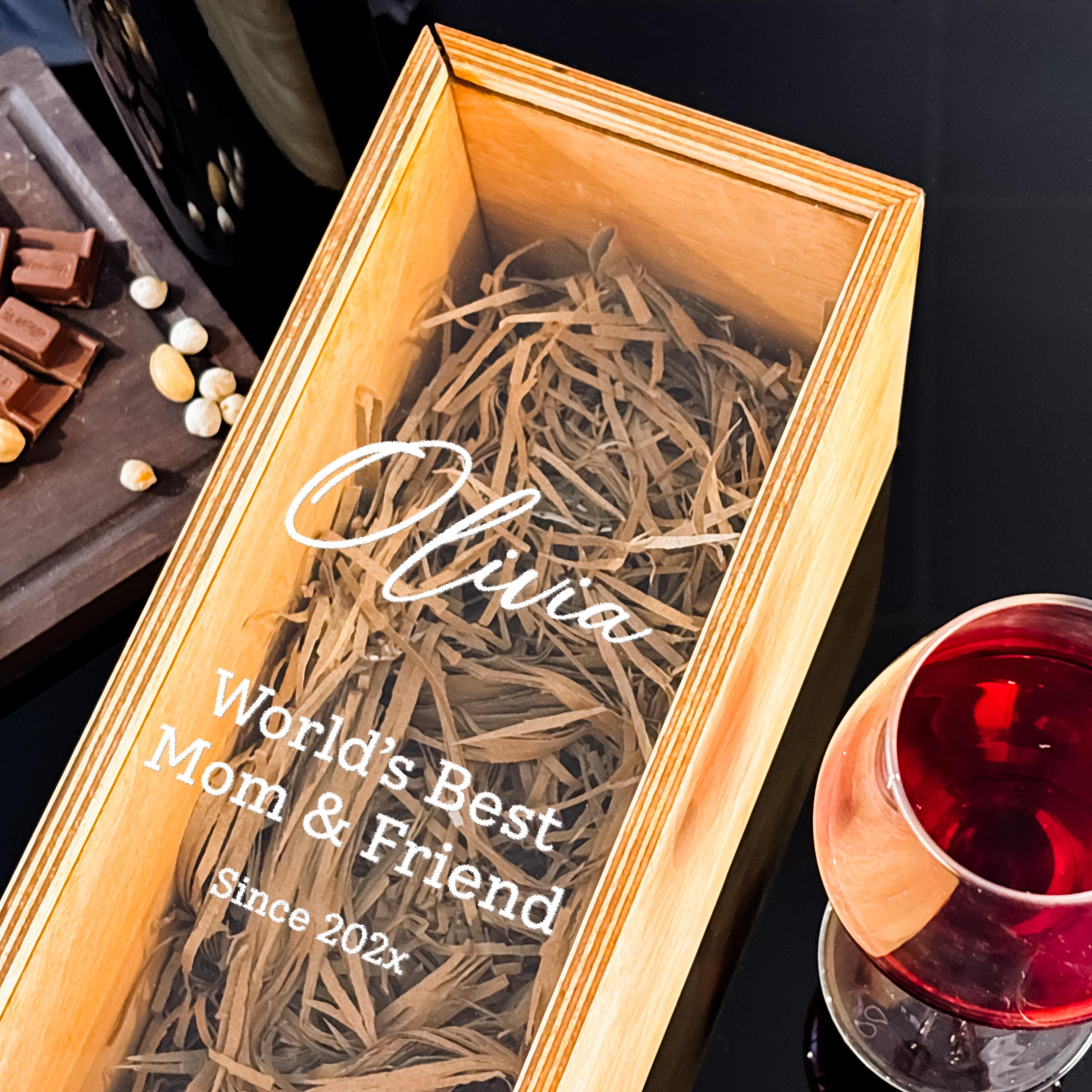 Personalized Wine Box Wooden Wine Box Gift for Mom Birthday or Christmas
