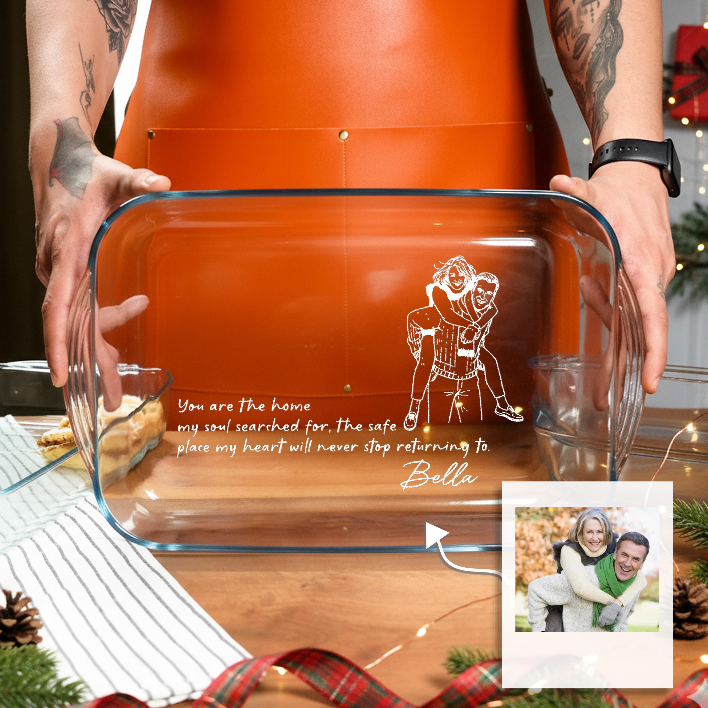 Personalized Baking Dish Casserole Dish For Wedding Gift With Engraved Photo And Handwriting Recipe