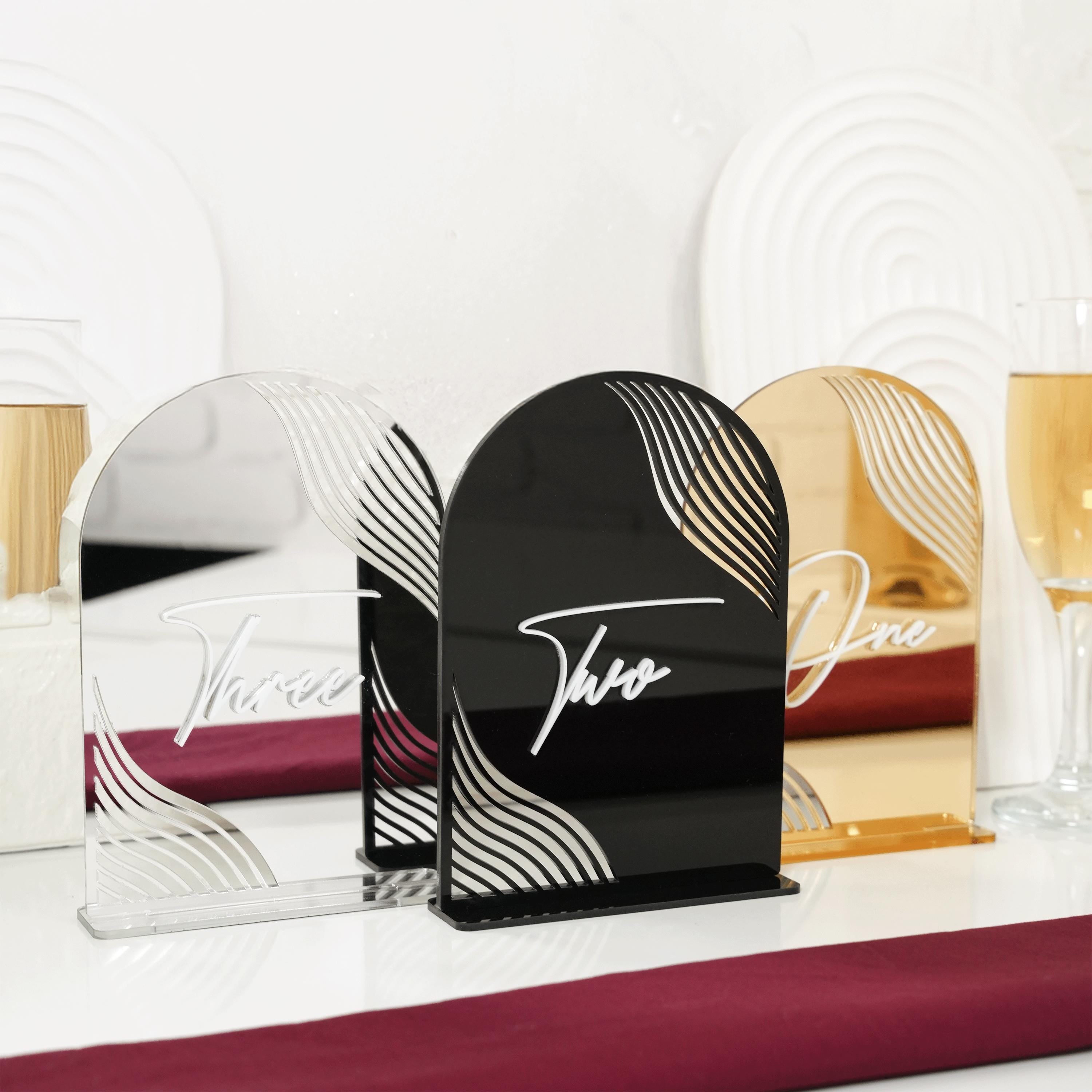 Acrylic Wedding Table Numbers - Reception Signage for Engagement Table Decor Marigold Collection