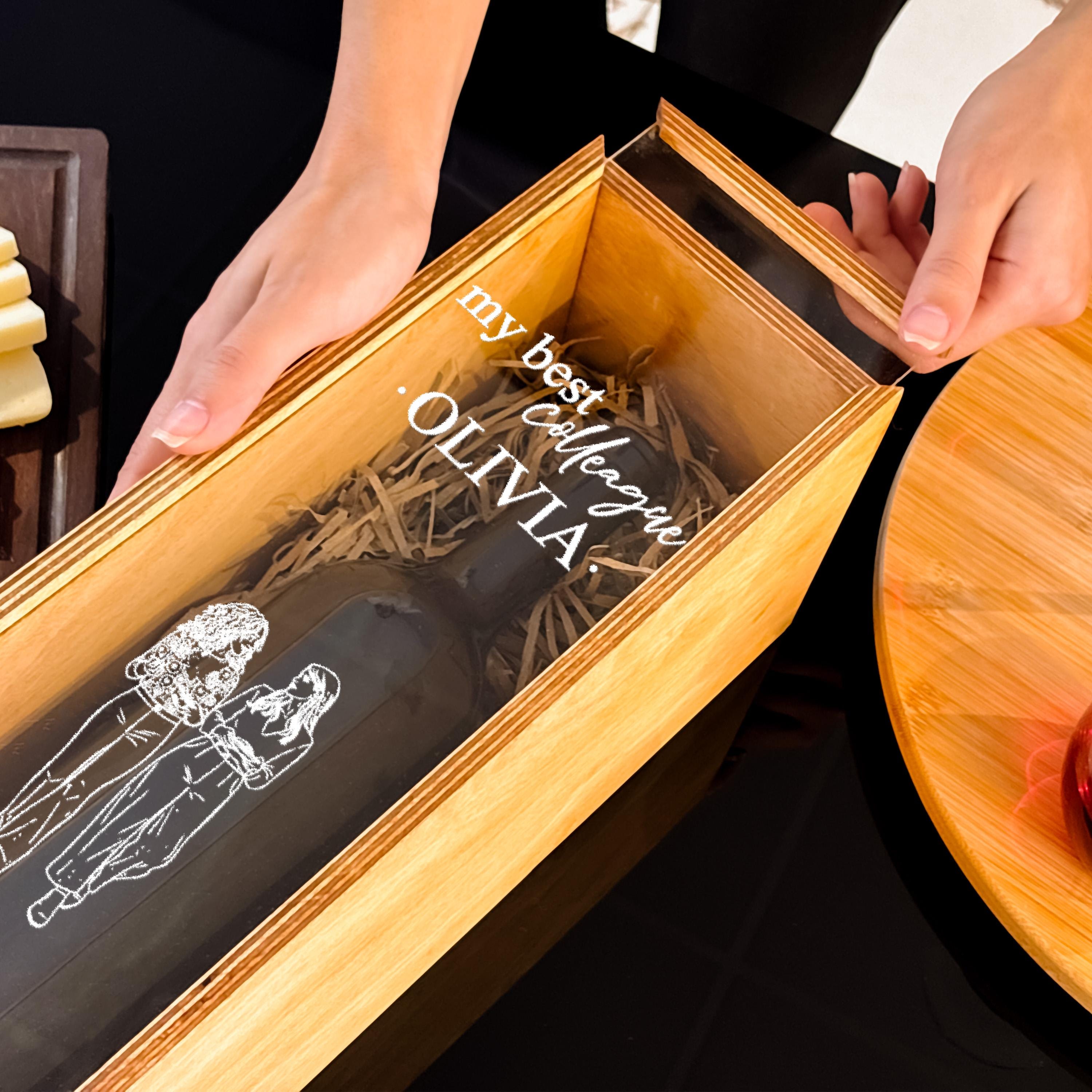 Personalized Wine Box Wooden Wine Box Engraved Gift For Wedding Or Anniversary