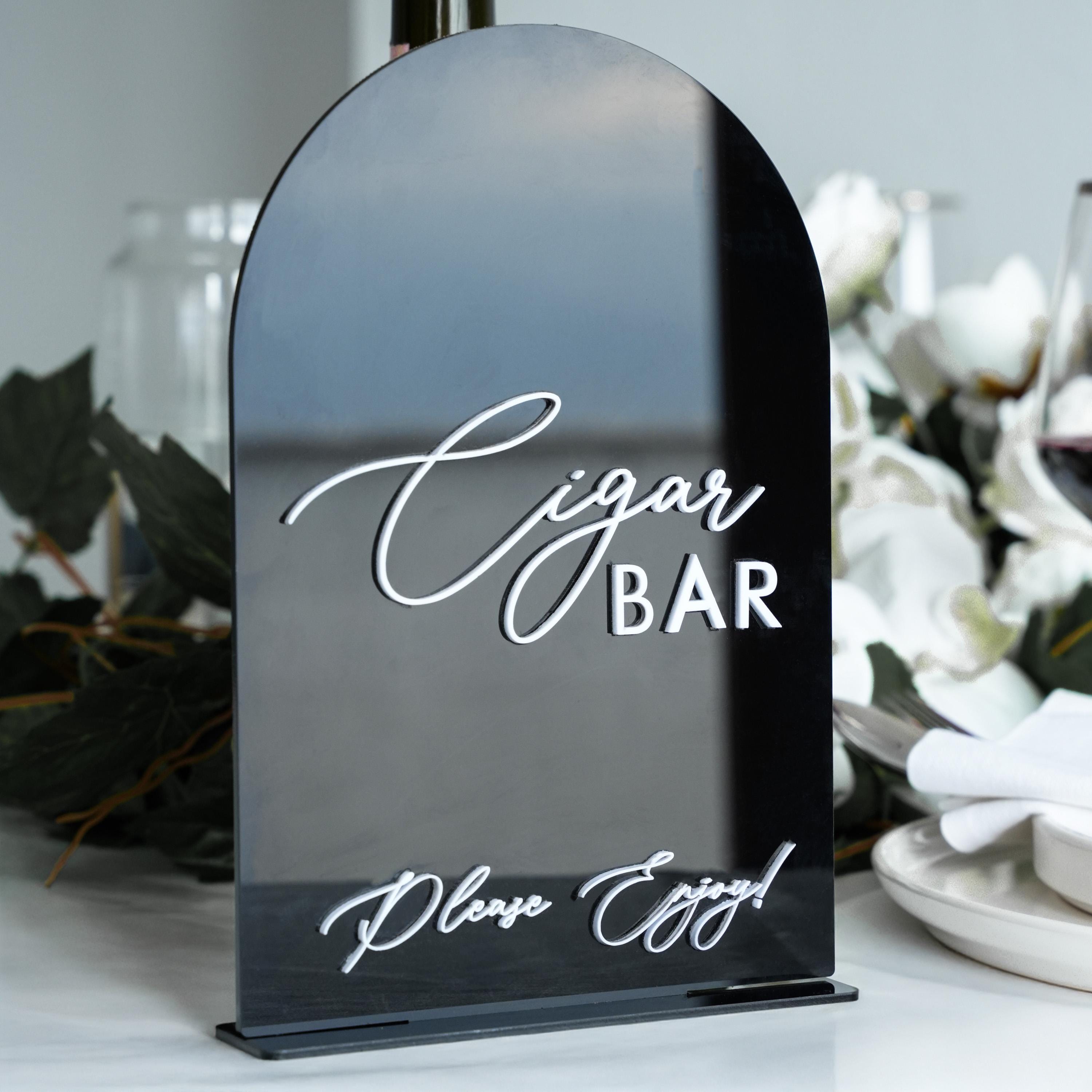 Gold Wedding Cigar Bar Sign - Acrylic Bar Sign with 3D Raised Lettering | Durable Wedding Decor