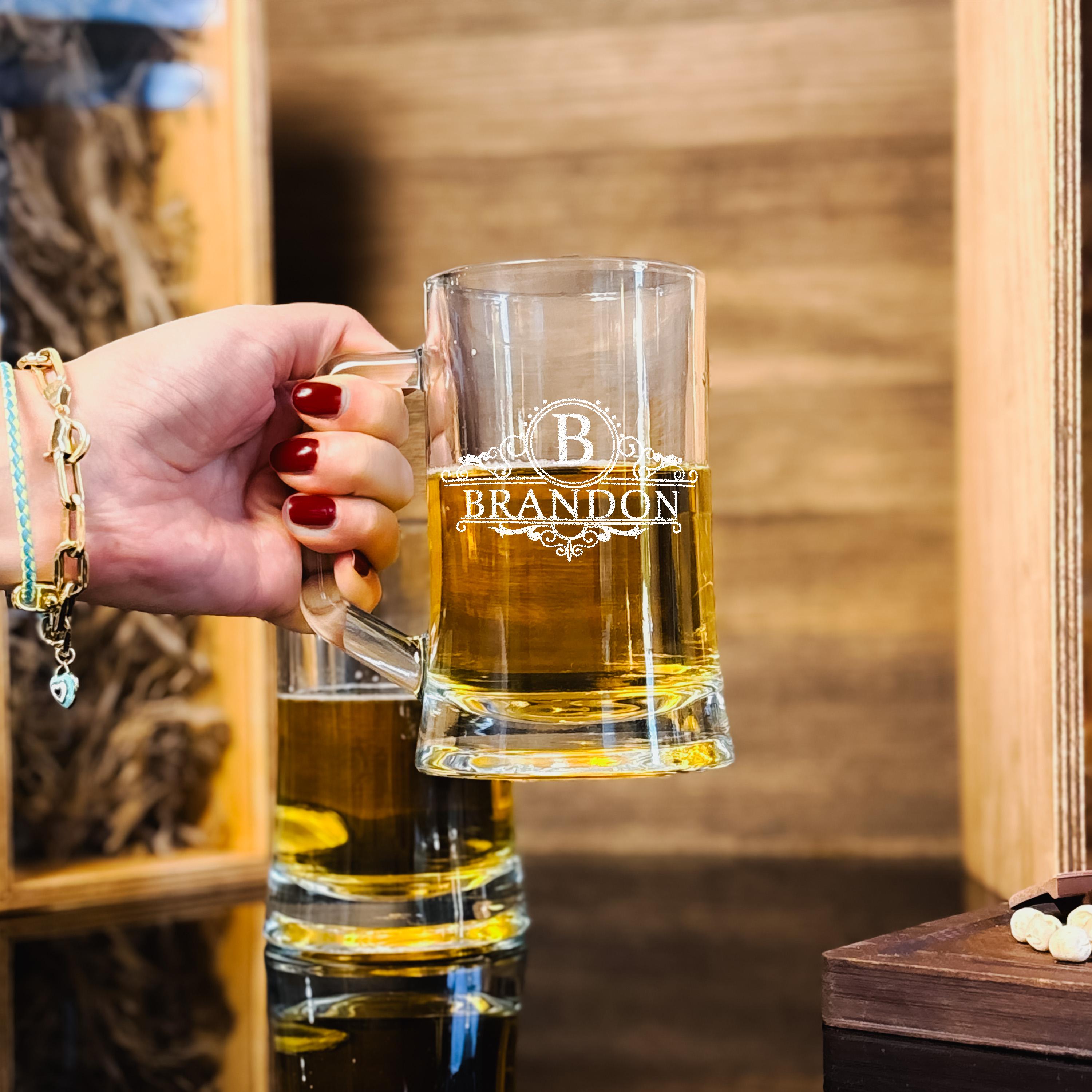 Custom Beer Mug Engraved Beer Glass Gift for Wedding or Groomsmen